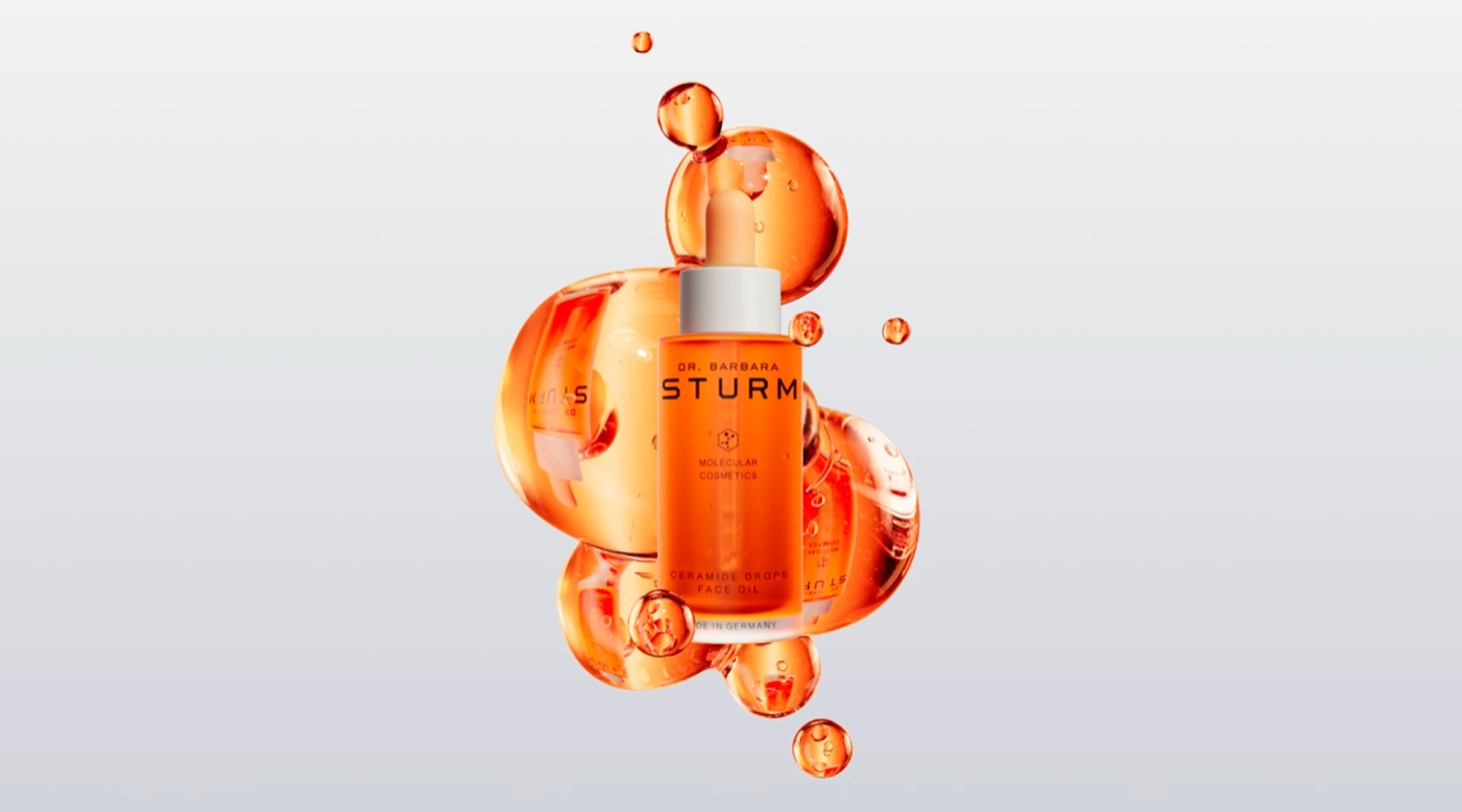 Photorealistic 3D cosmetic rendering showcasing liquid foundation texture mapping and cinematic studio lighting.