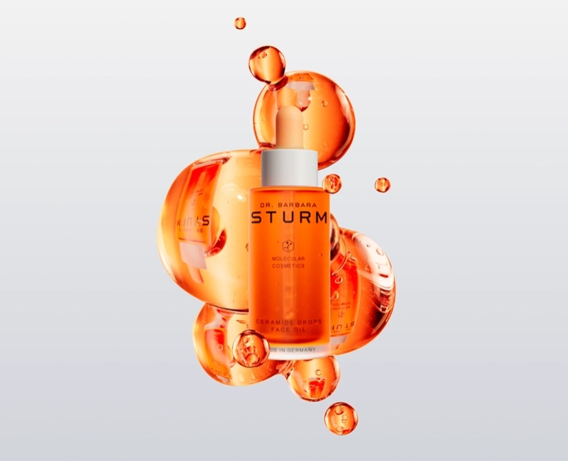 Photorealistic 3D cosmetic rendering showcasing liquid foundation texture mapping and cinematic studio lighting.