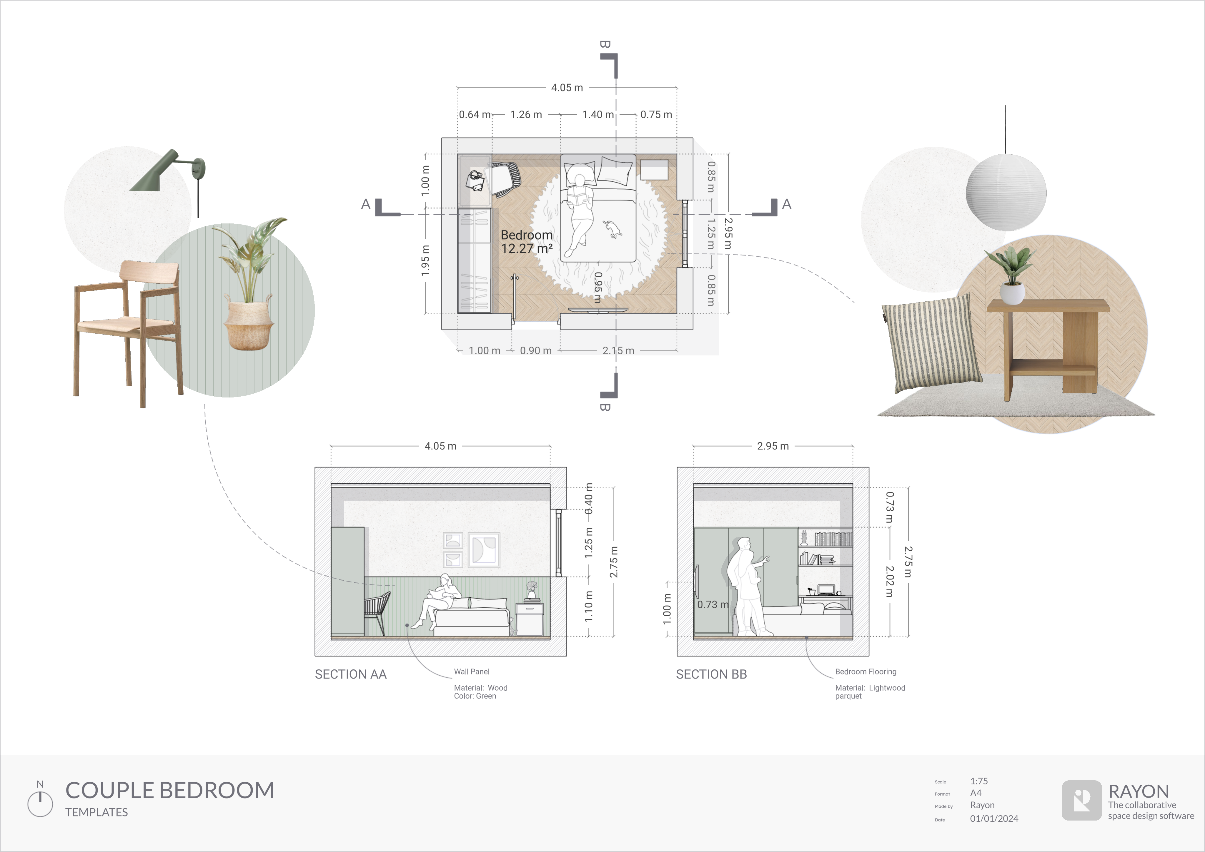 Couple Bedroom Layout Template