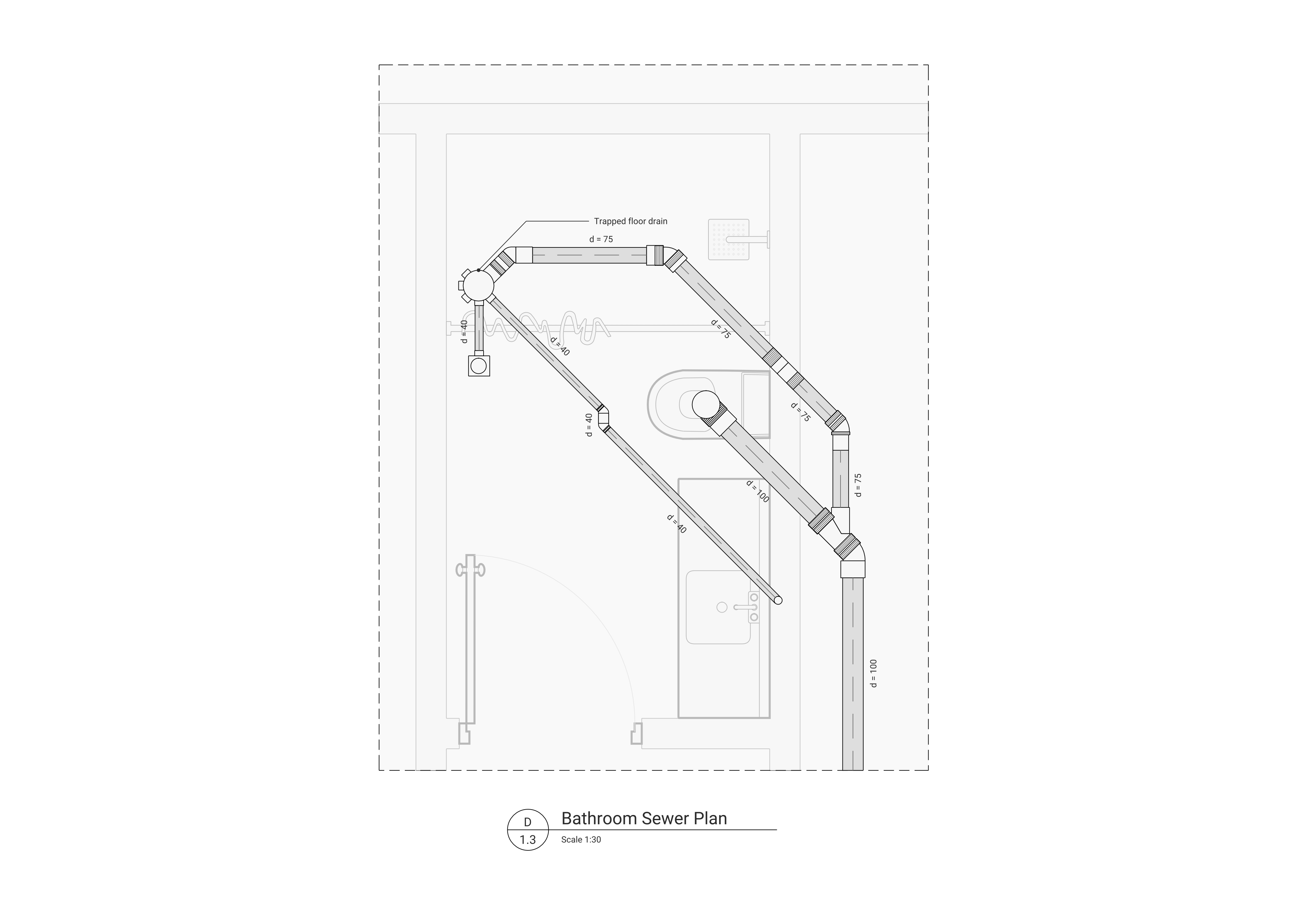 Bathroom sewer plan example