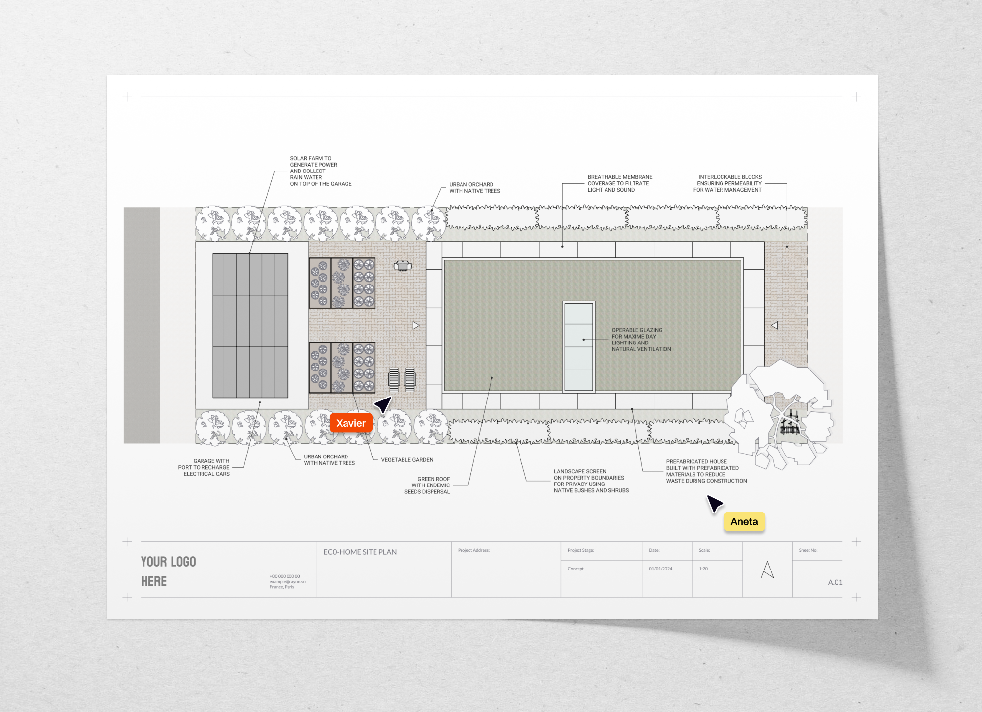 Eco friendly home site plan