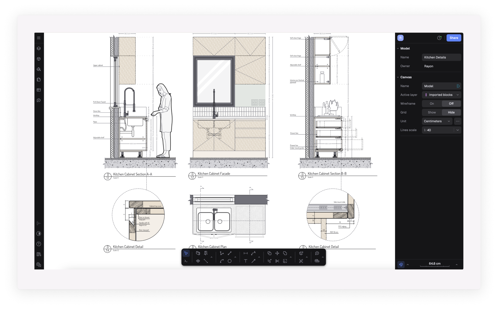 Detail Drawings software for interior designers and architects