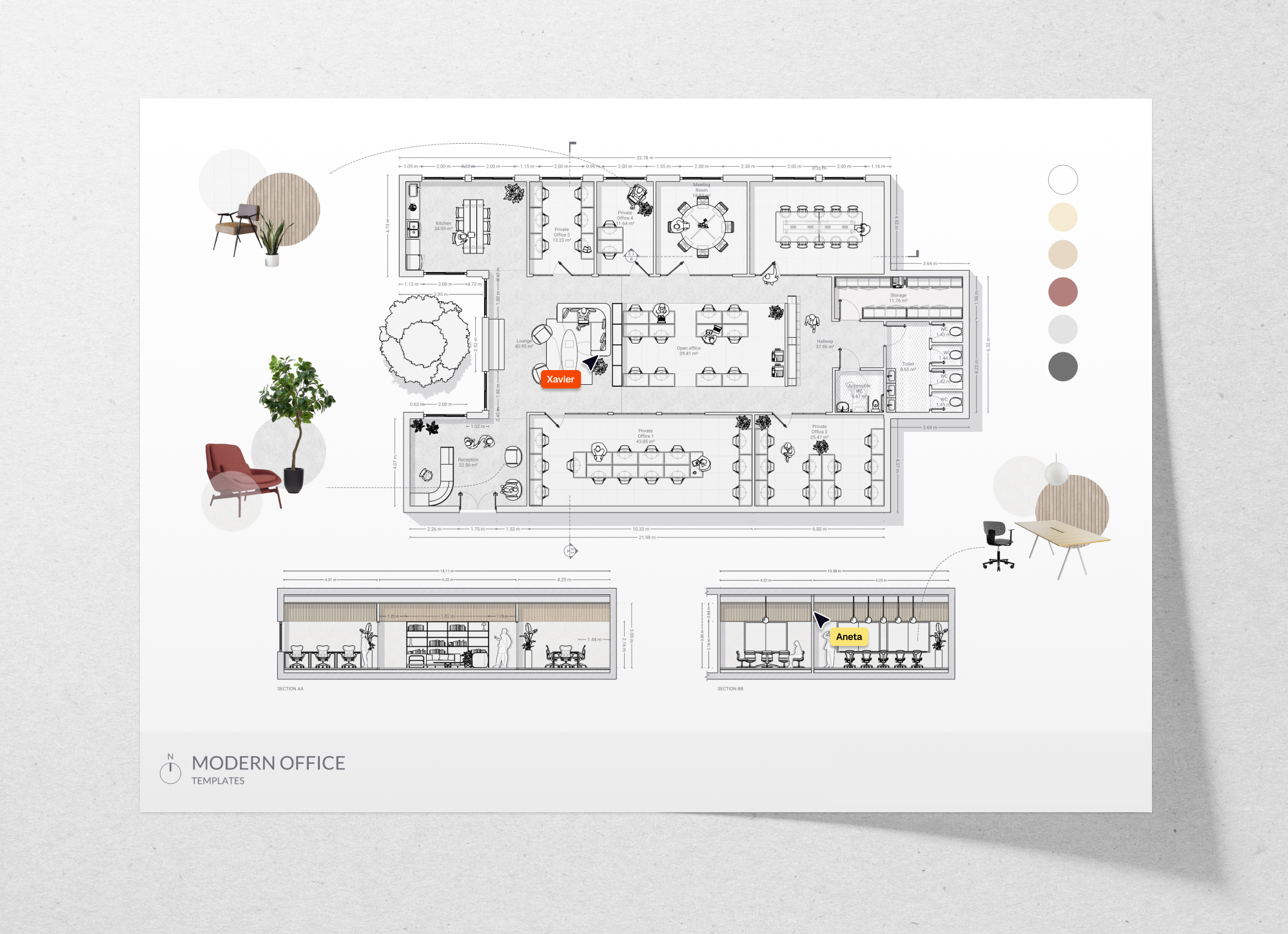 Modern office open space floor plan