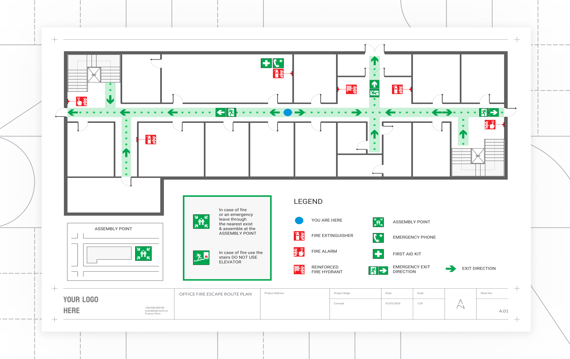 Fire escape plan - Office building