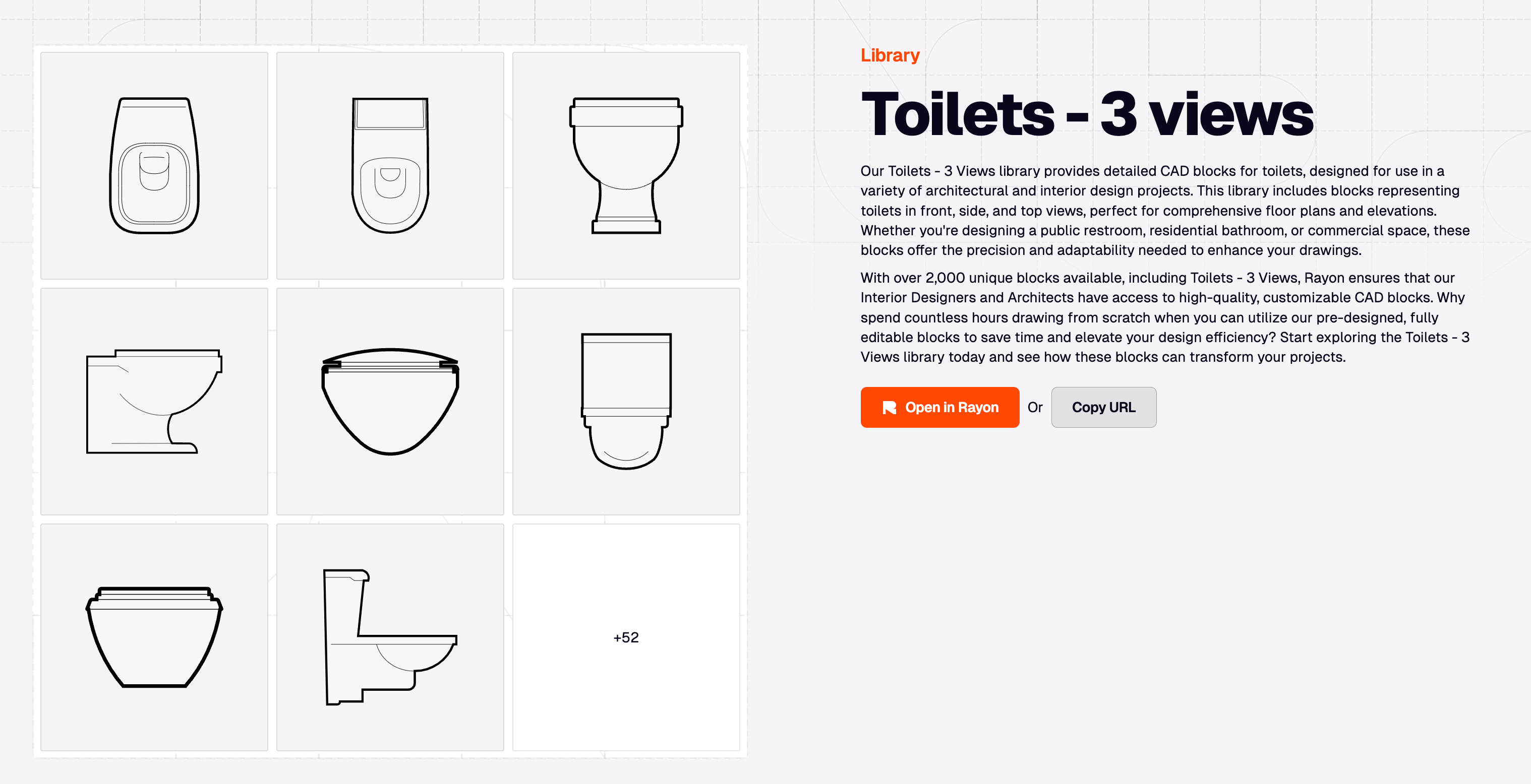 Toilets - 3 views CAD blocks library