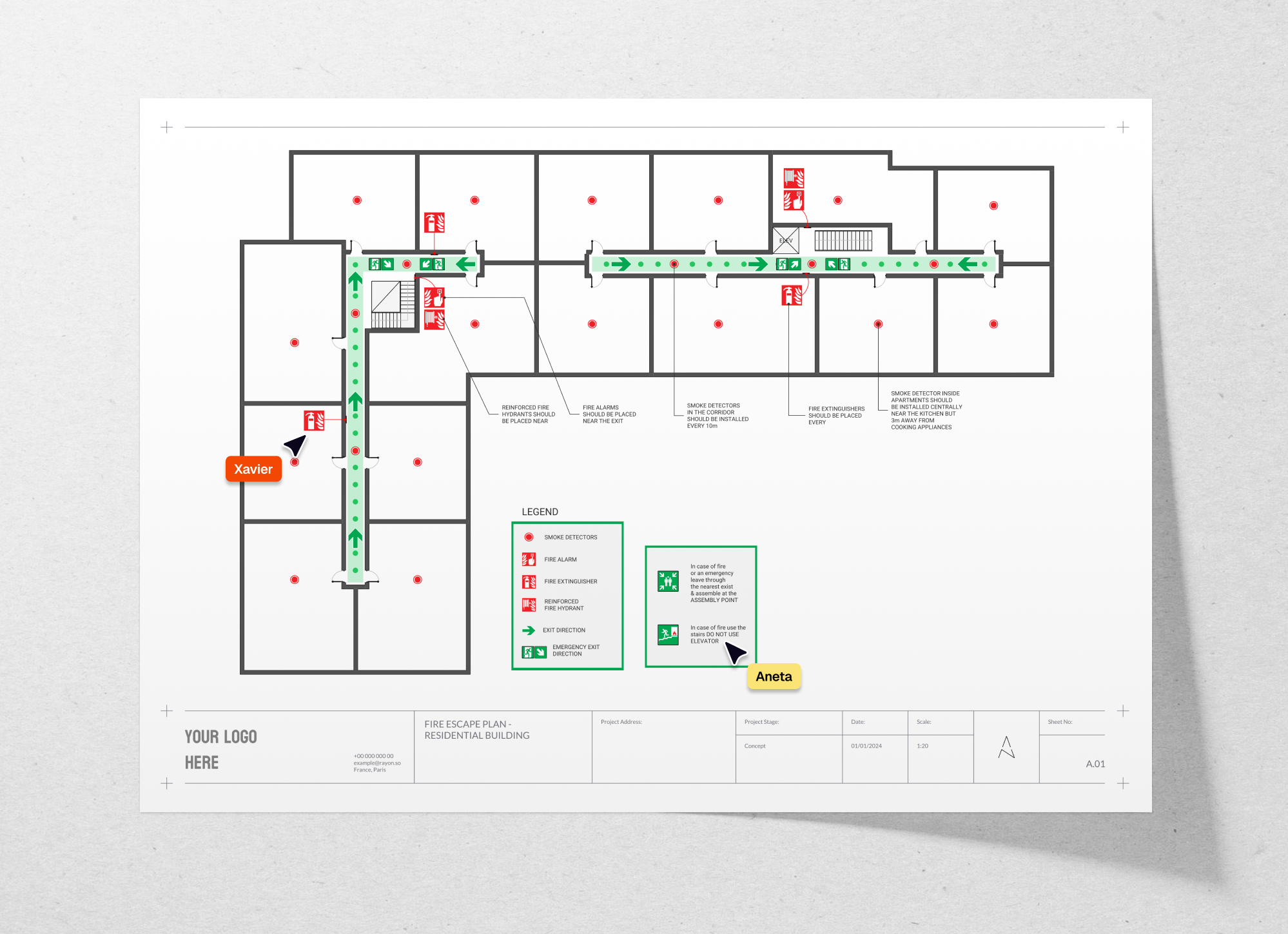 Fire safety plan template - Residential building