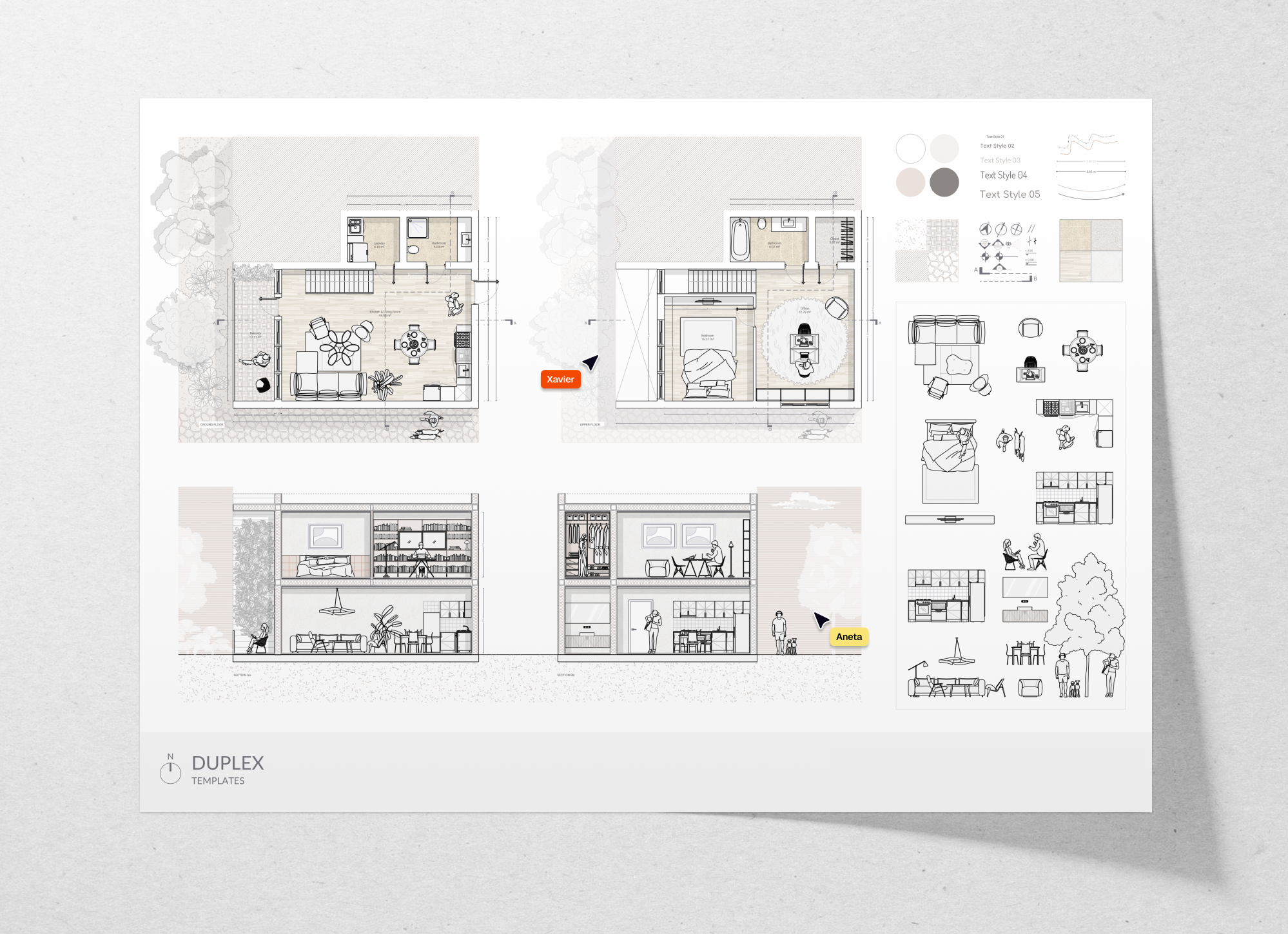 Duplex apartment design template