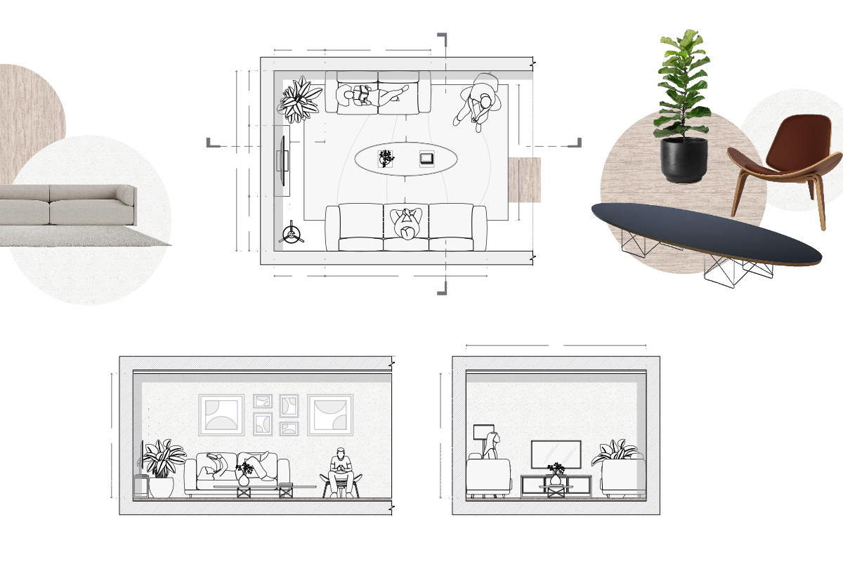 Parallel Living Room Floor Plan ⎸ Free on Rayon.design | Rayon