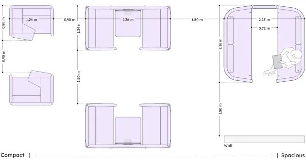 Private seating & Circulation Dimensions
