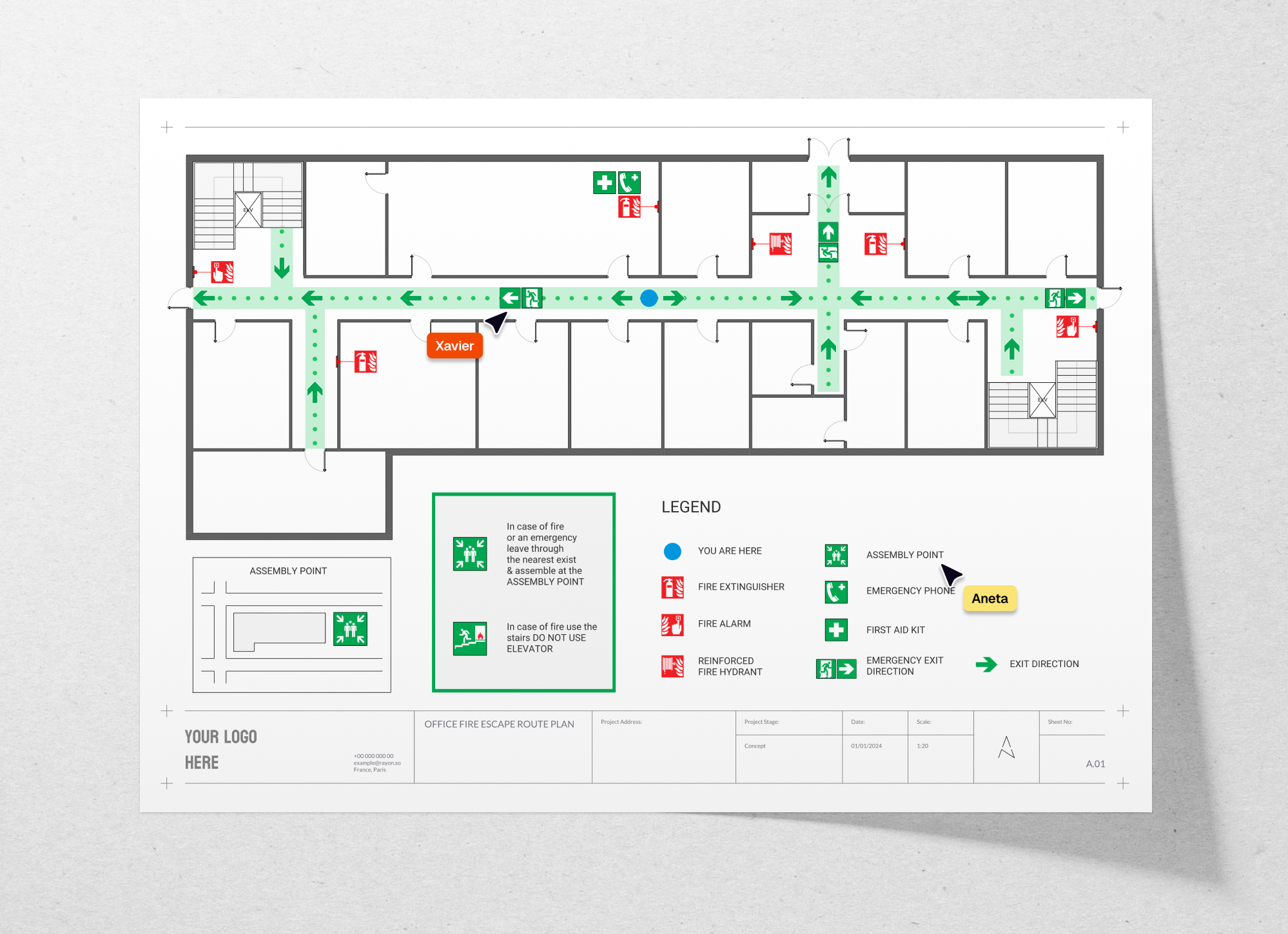 Fire safety plan template - Office building