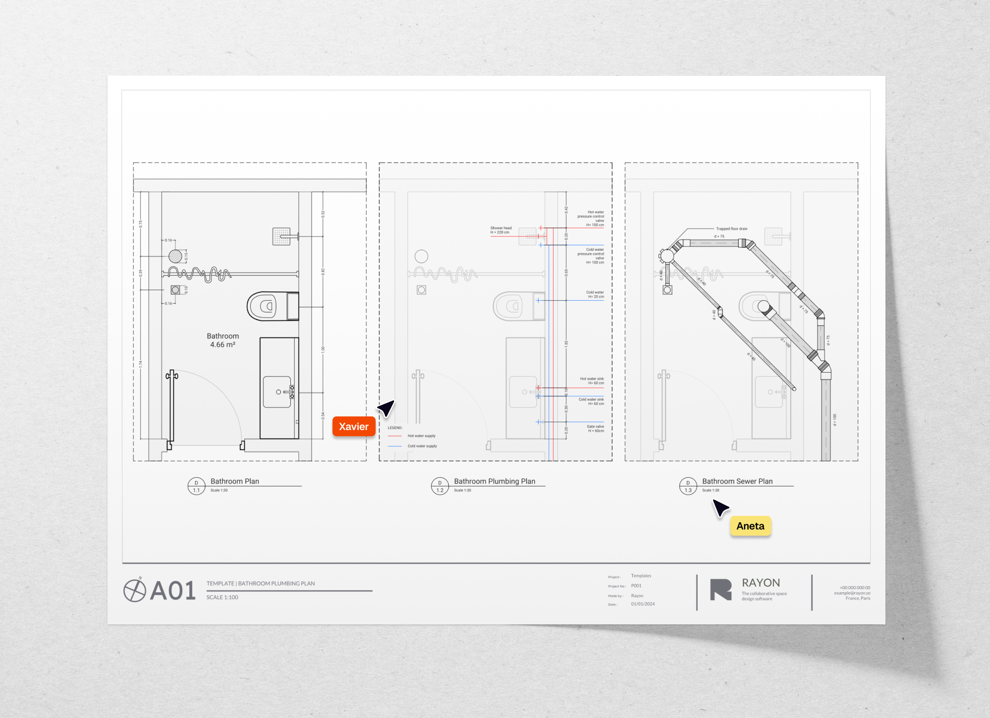 Bathroom plumbing & piping plan