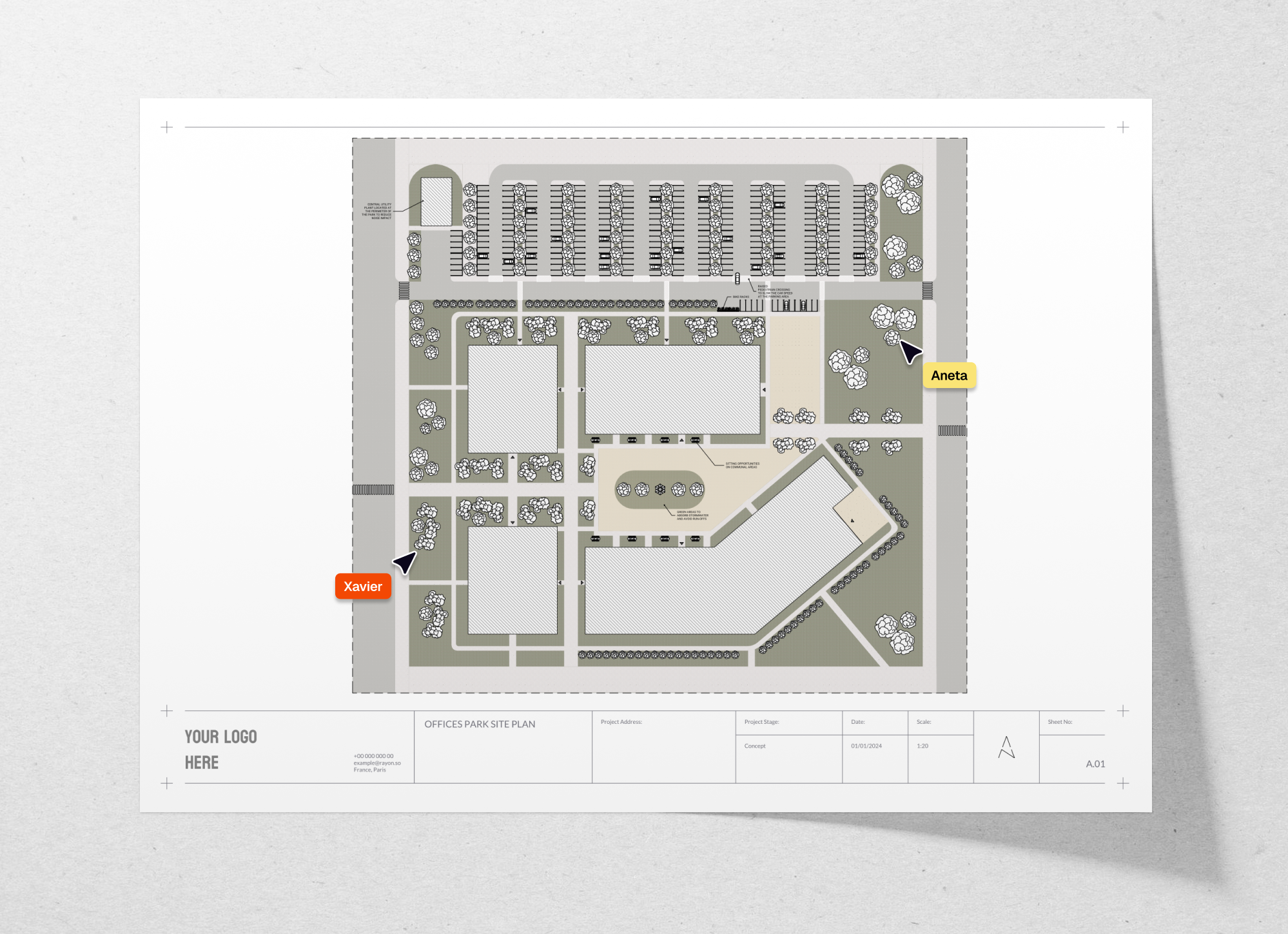 Offices park site plan template