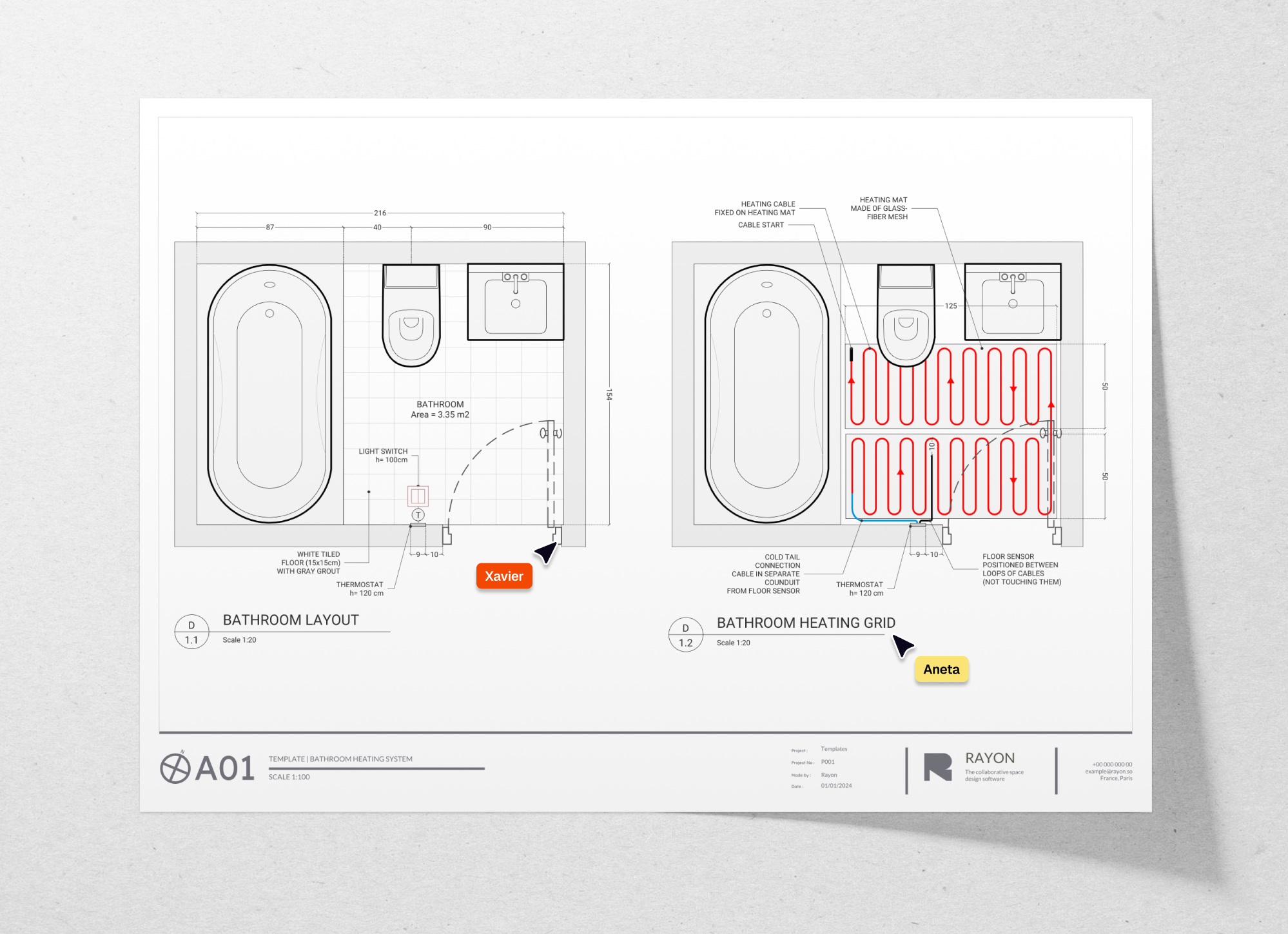 Bathroom floor heating system