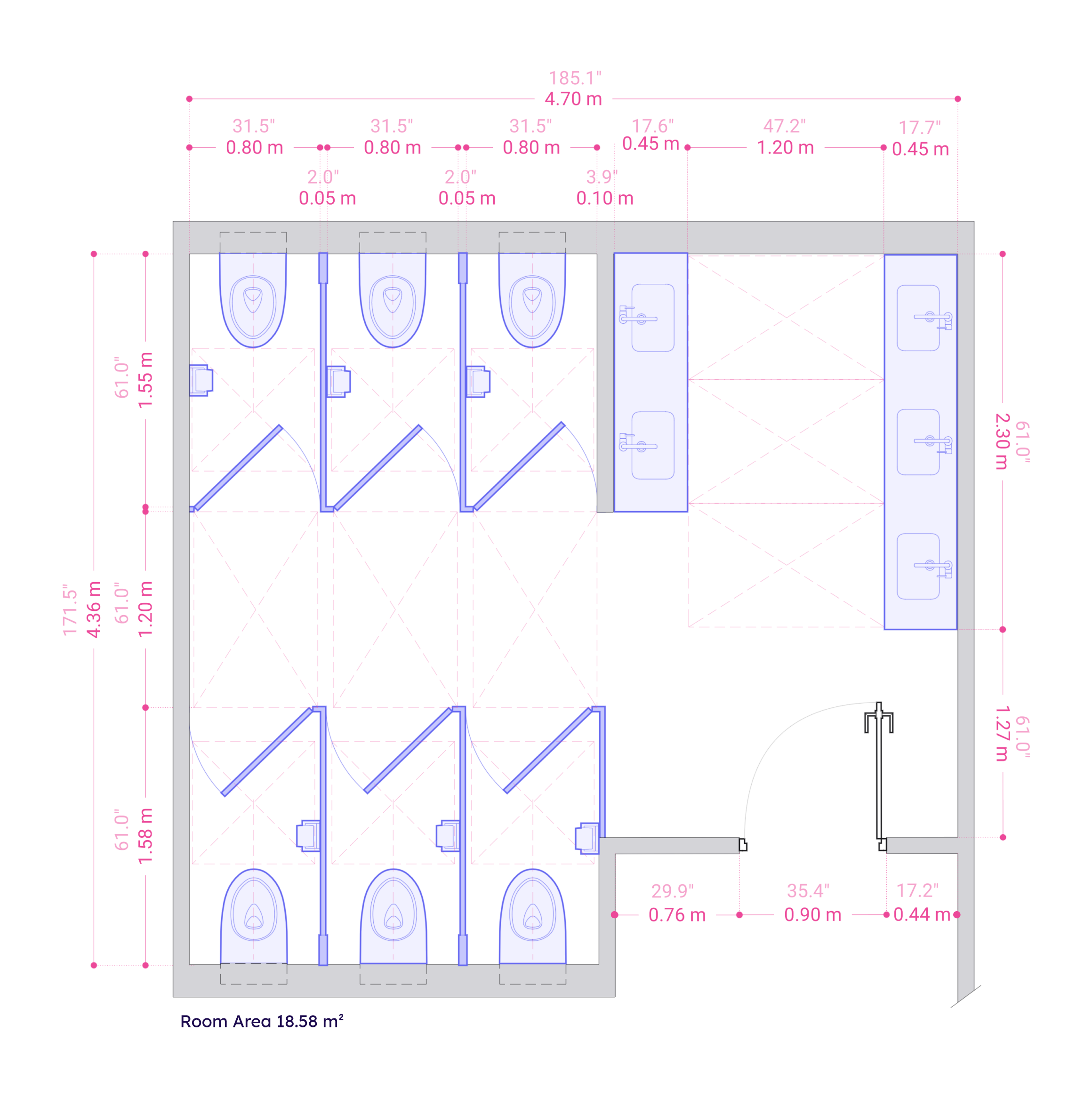 Mirrored Stalls in Public Restrooms