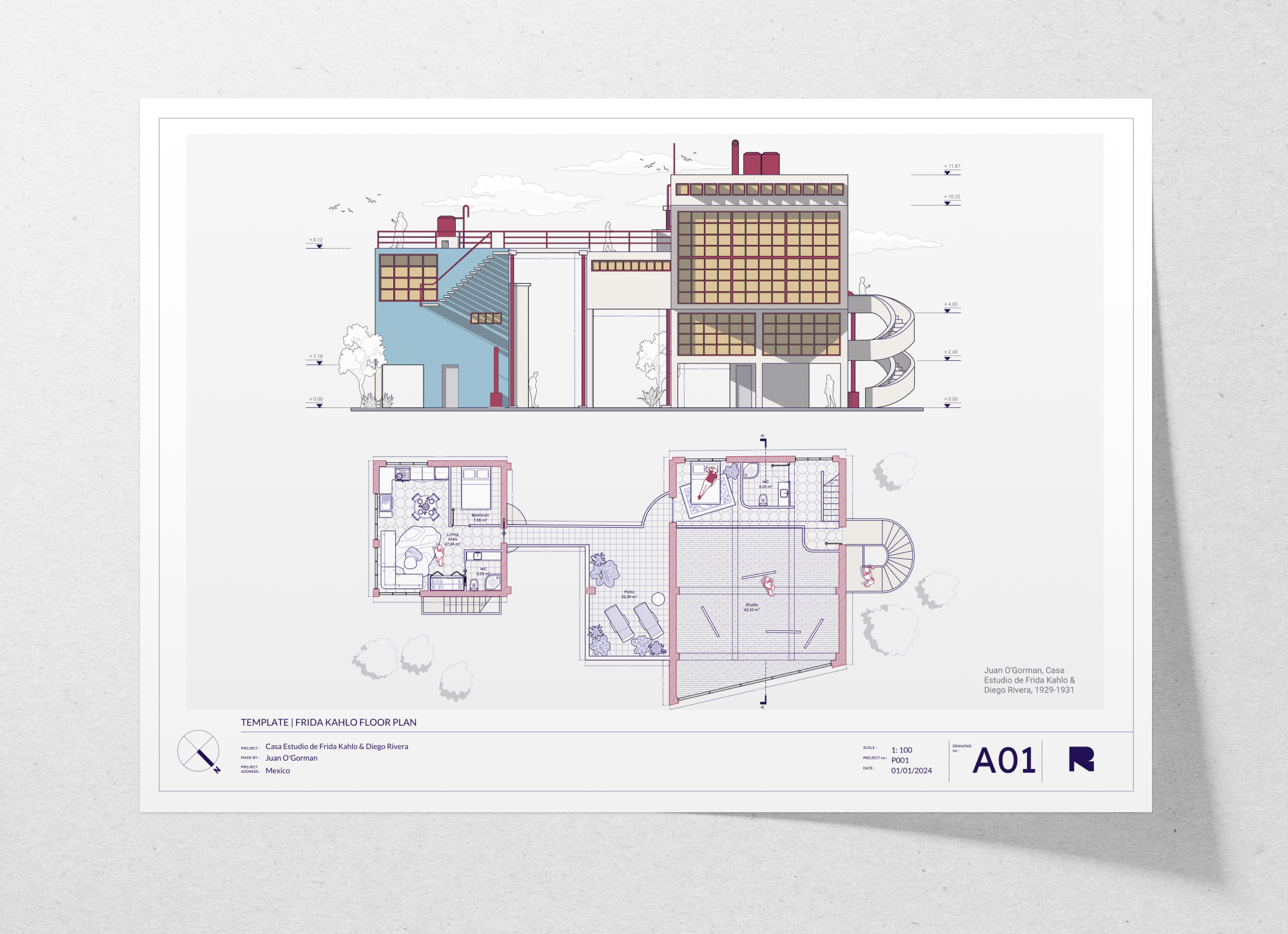 Frida Kahlo & Diego Rivera floor plan