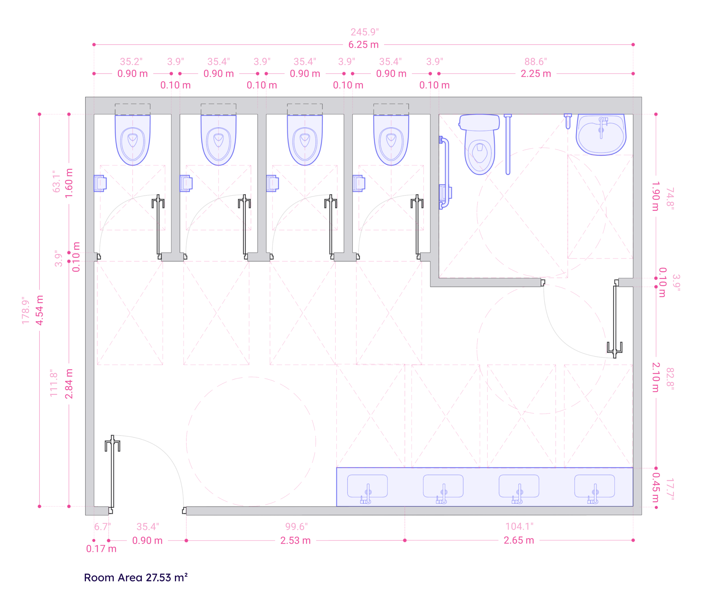 Public Restroom with Accessible Stall