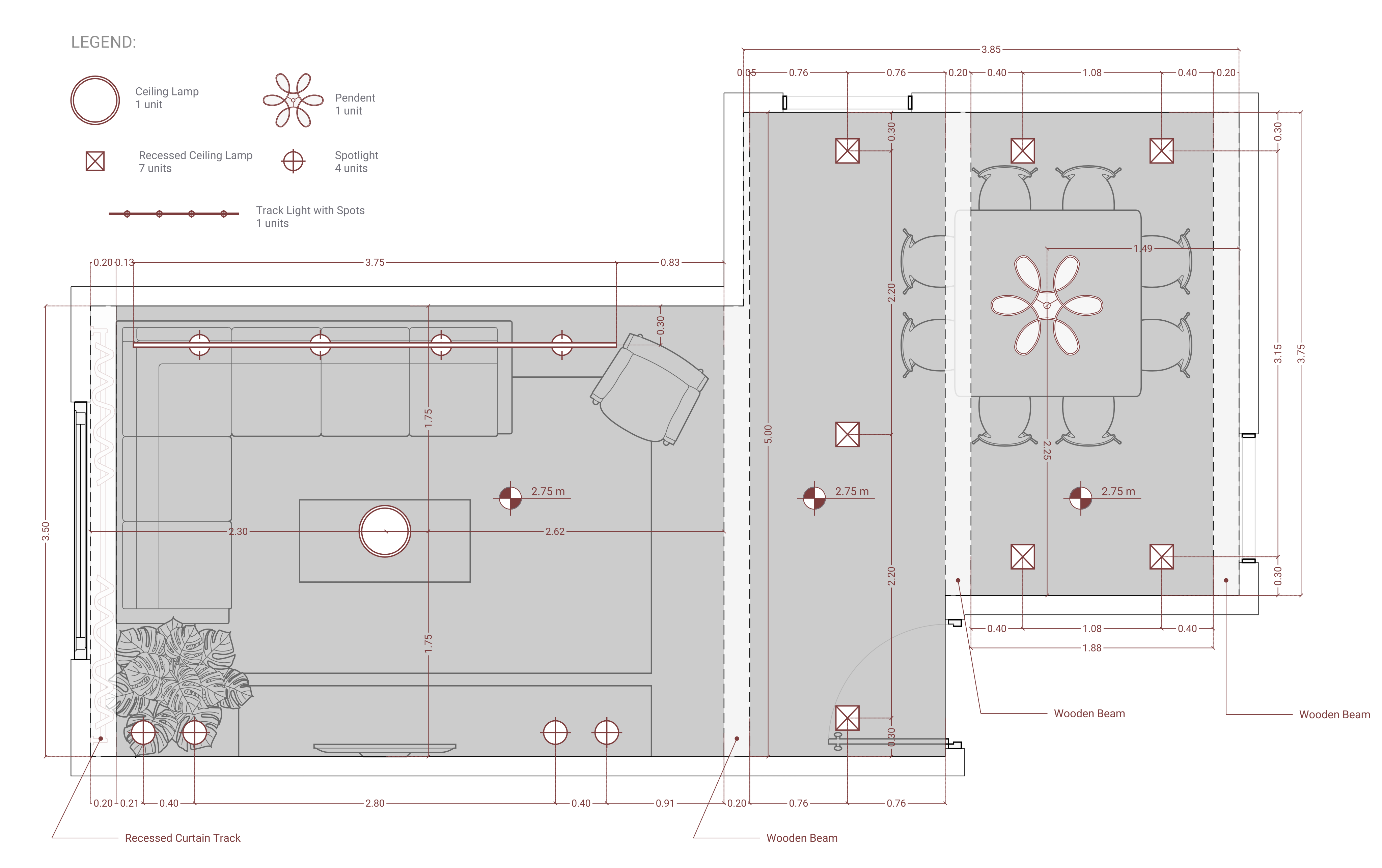 Example of a reflected ceiling plan