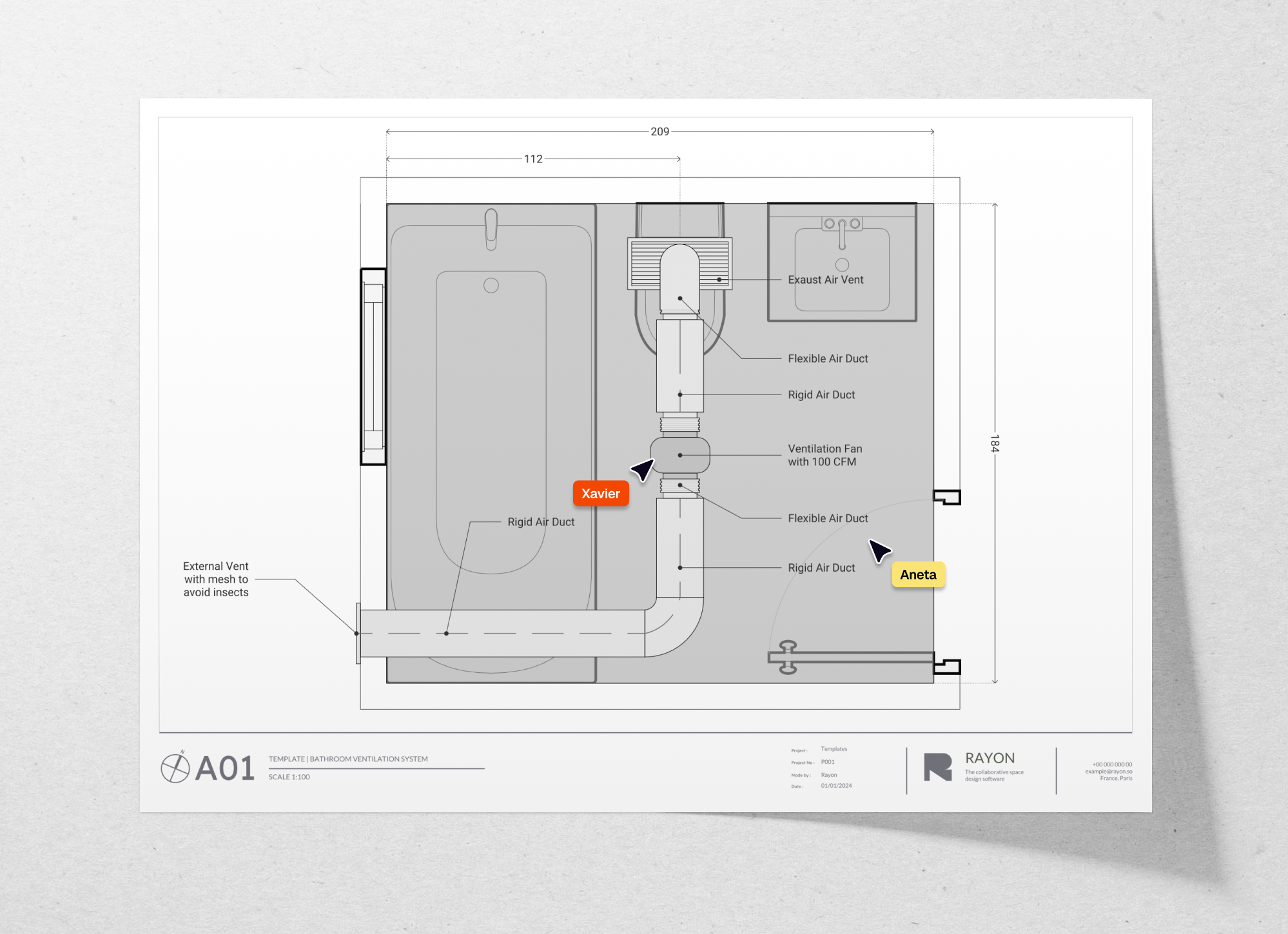 Bathroom ventilation system plan