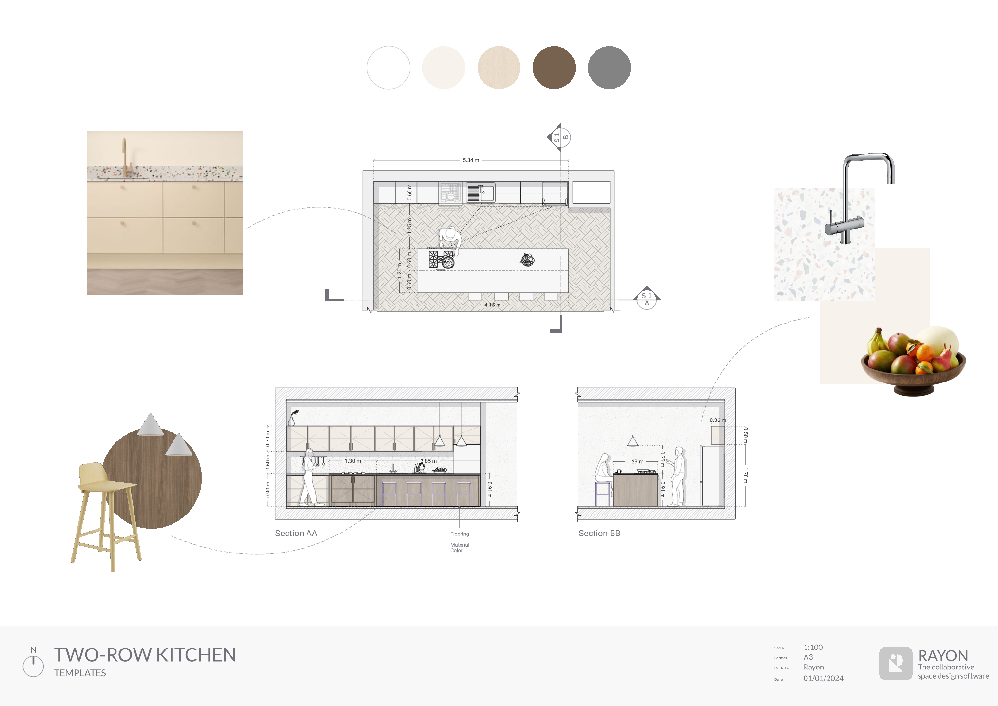 Two-Row Kitchen Template