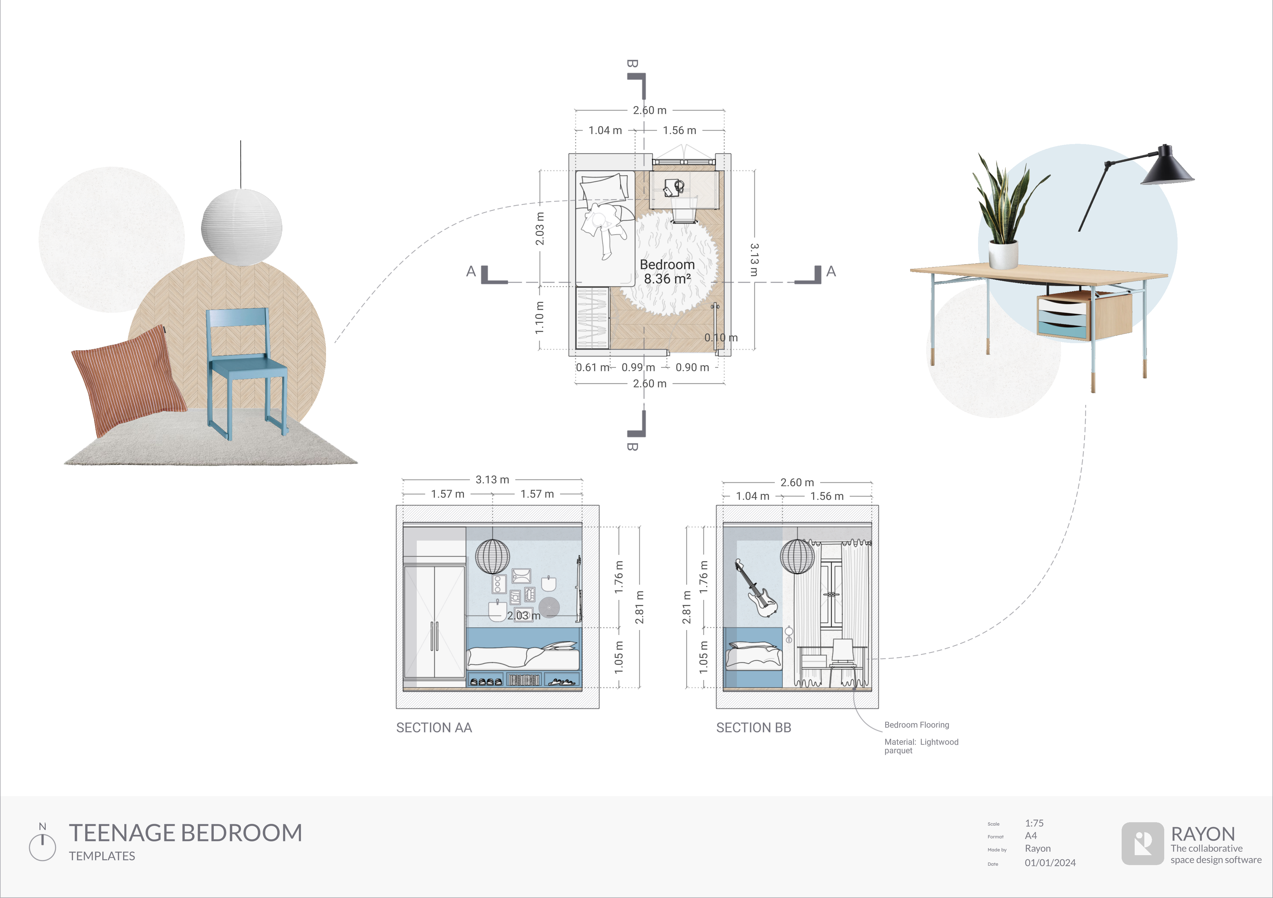 Teenage Bedroom Layout Template