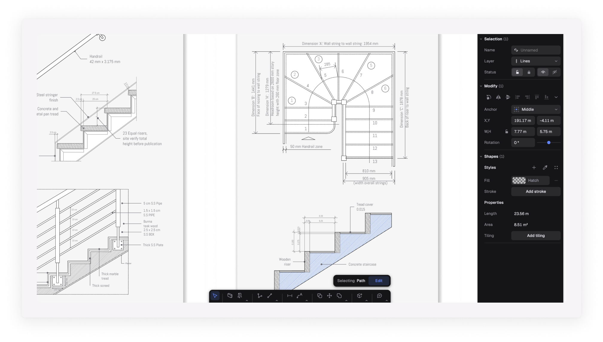 Staircases detail drawings