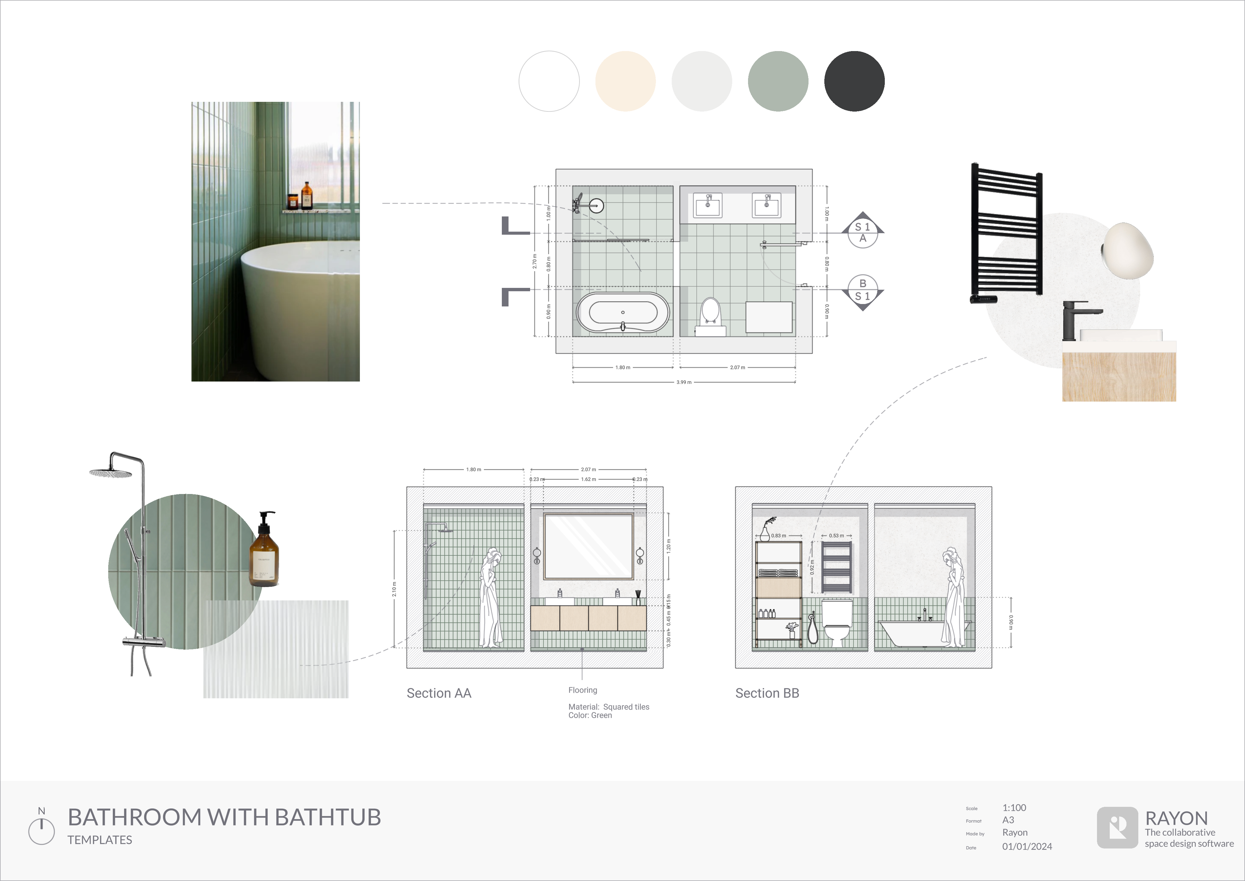 Bathroom with bathtub template