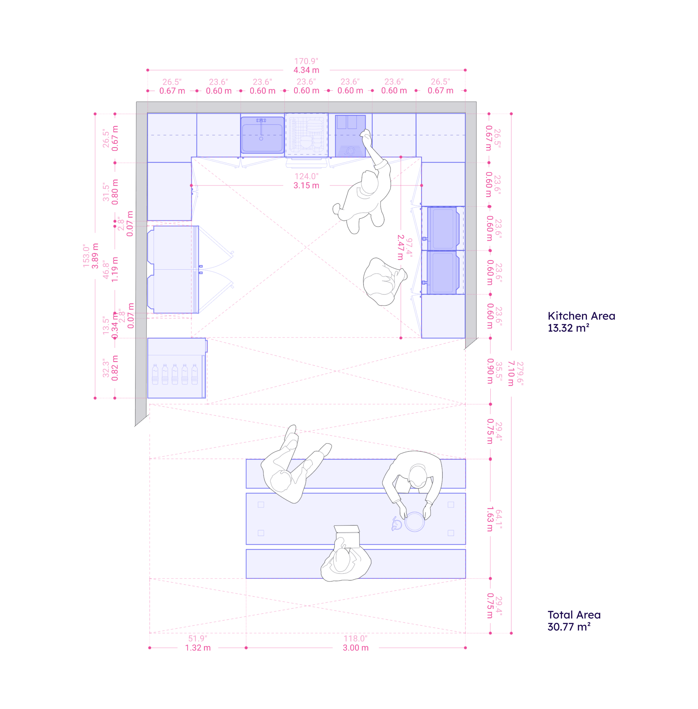 U-Shaped Kitchenette