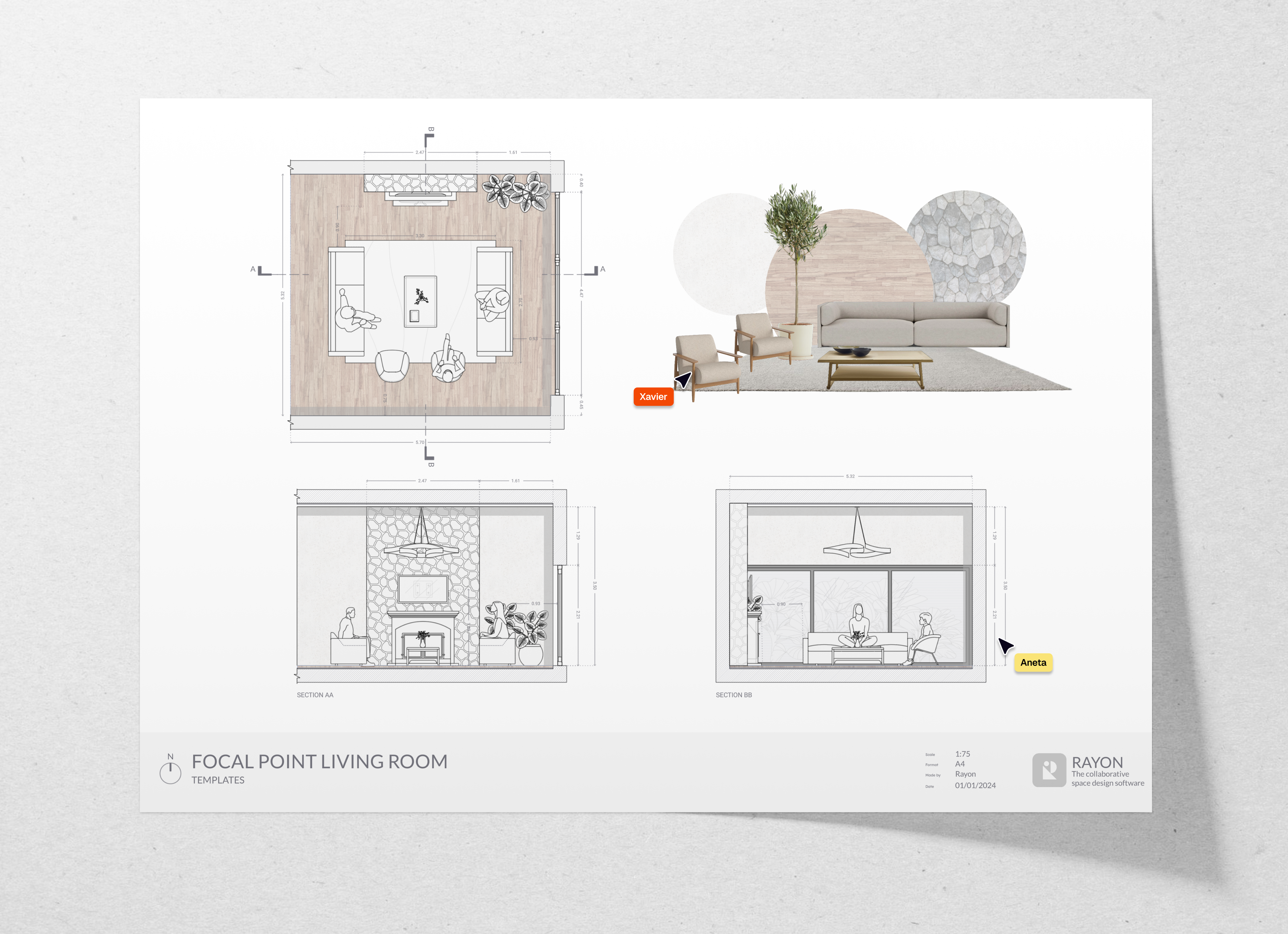 Focal point living room template