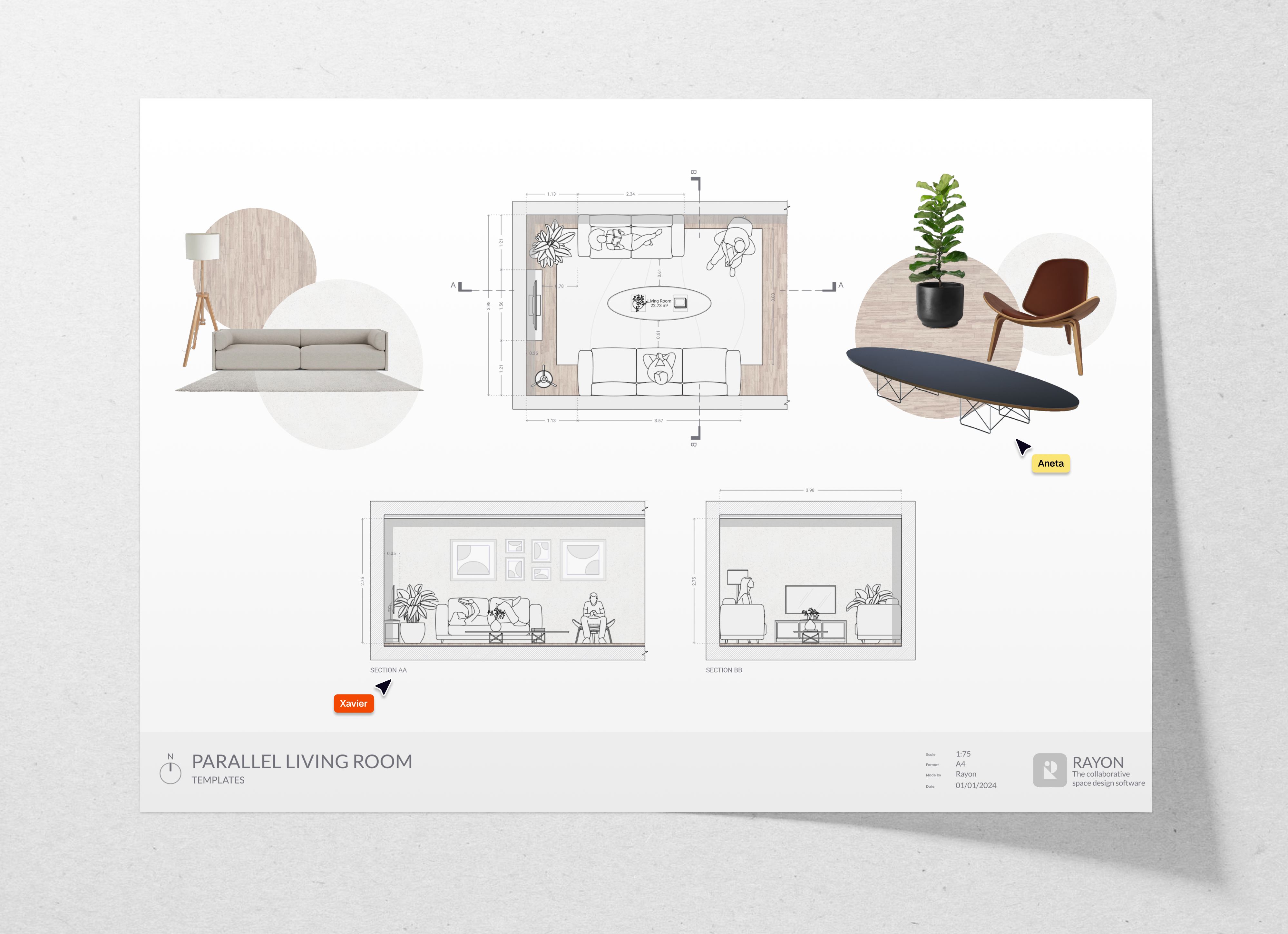 Parallel living room template