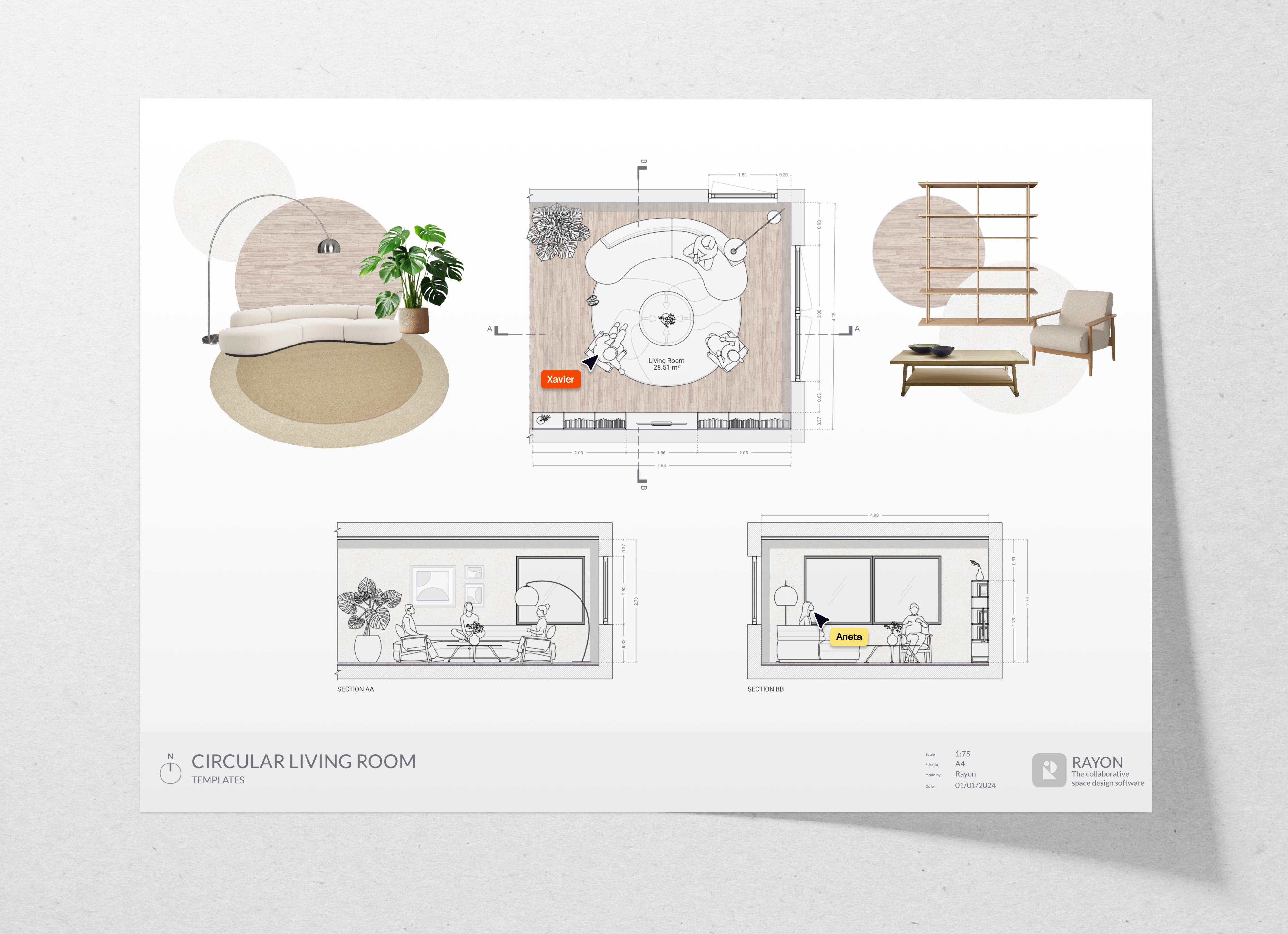 Circular living room template