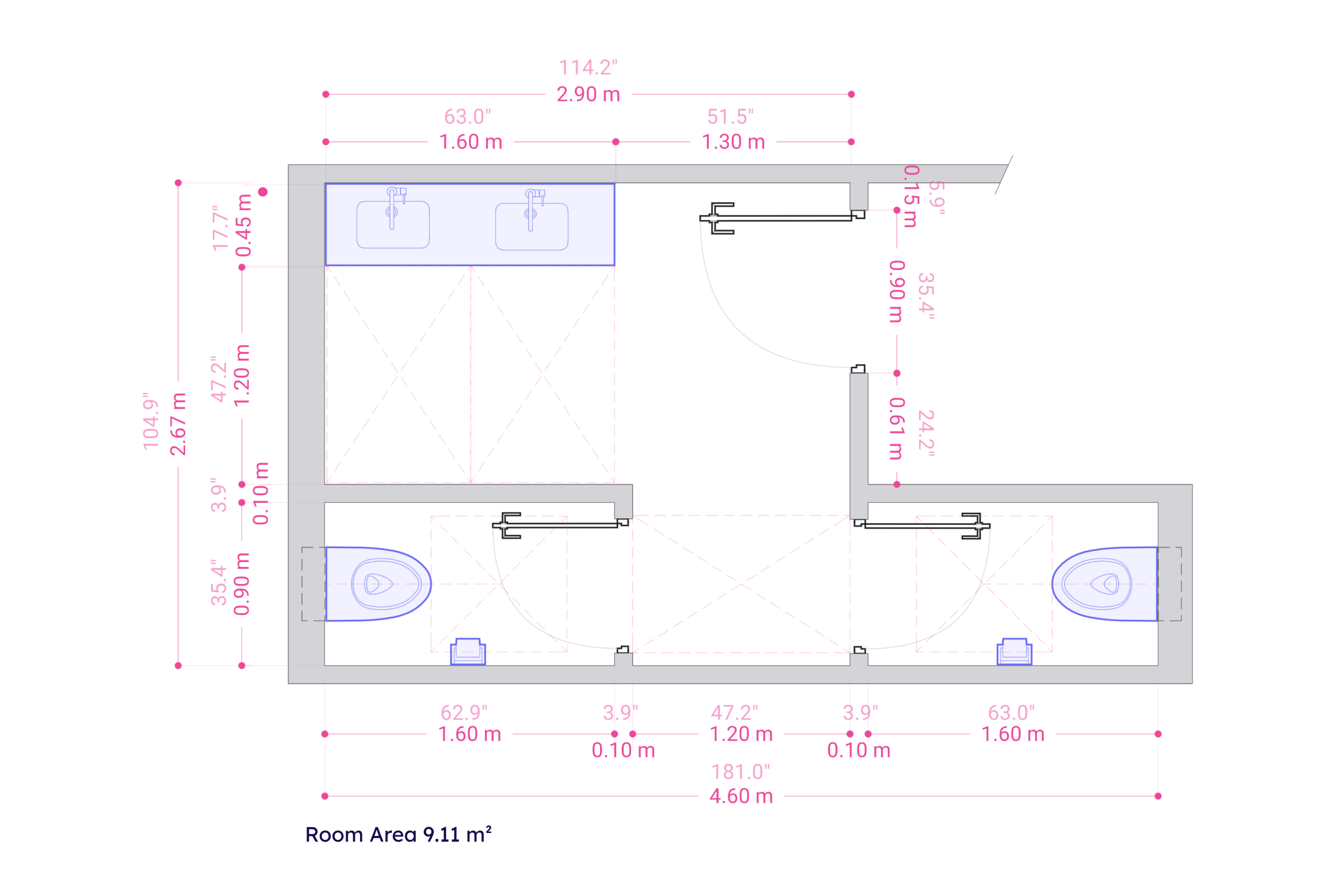 Double-Stall Public Restroom