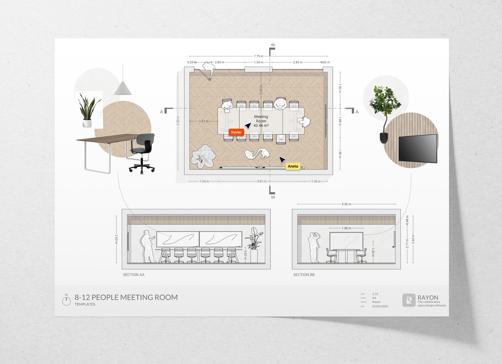 8-12 people meeting room layout