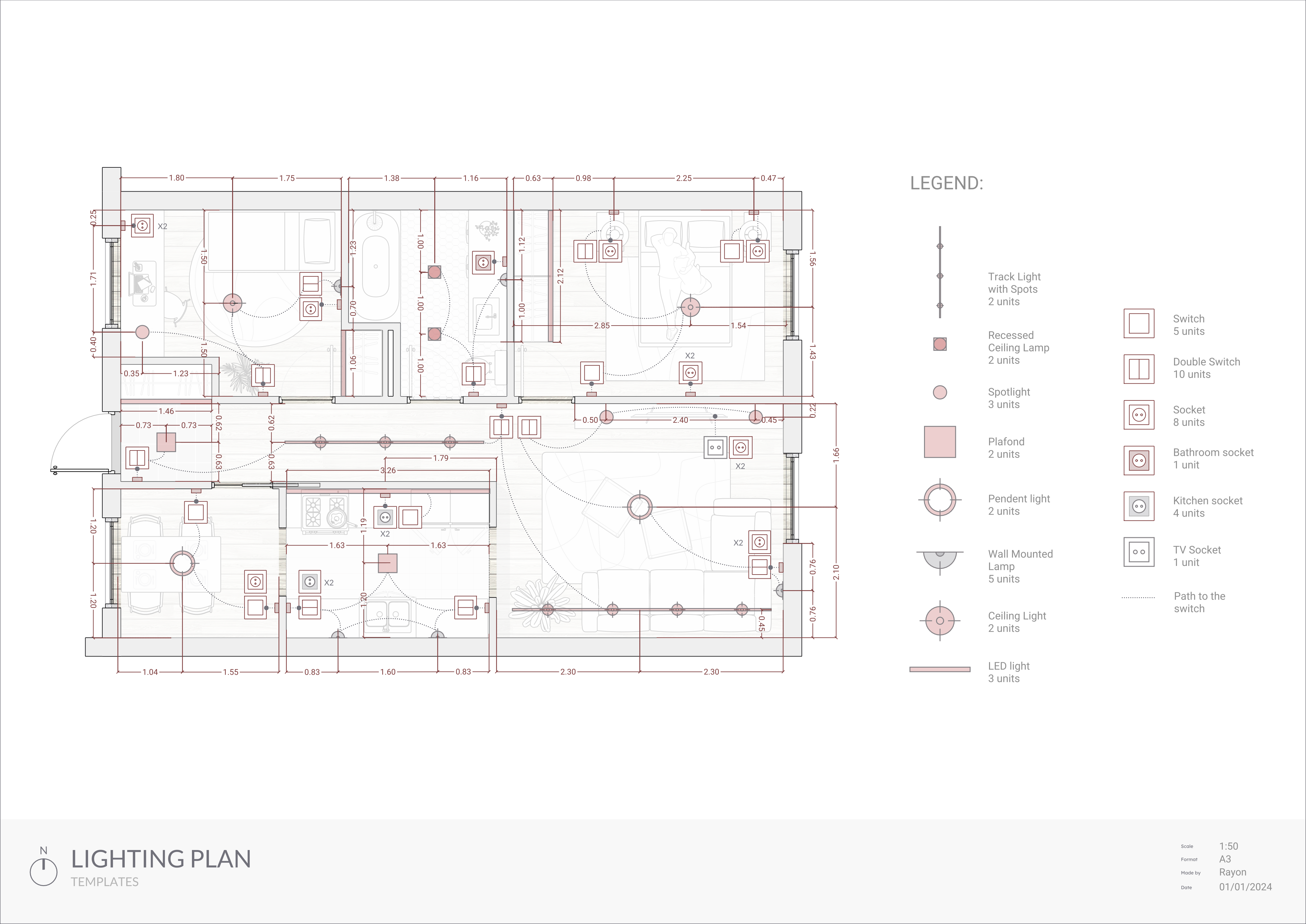 Apartment lighting plan example