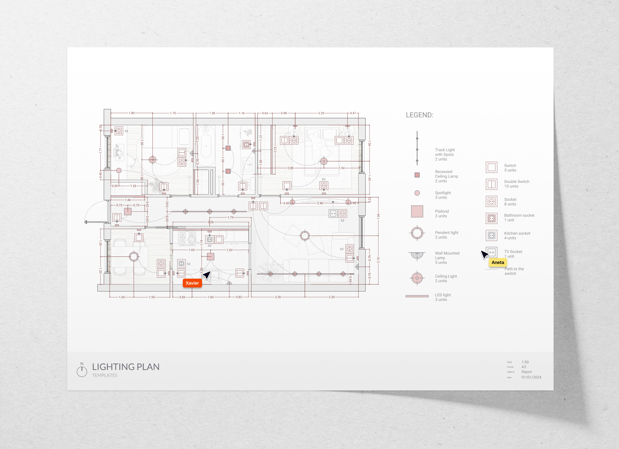 Apartment lighting plan example