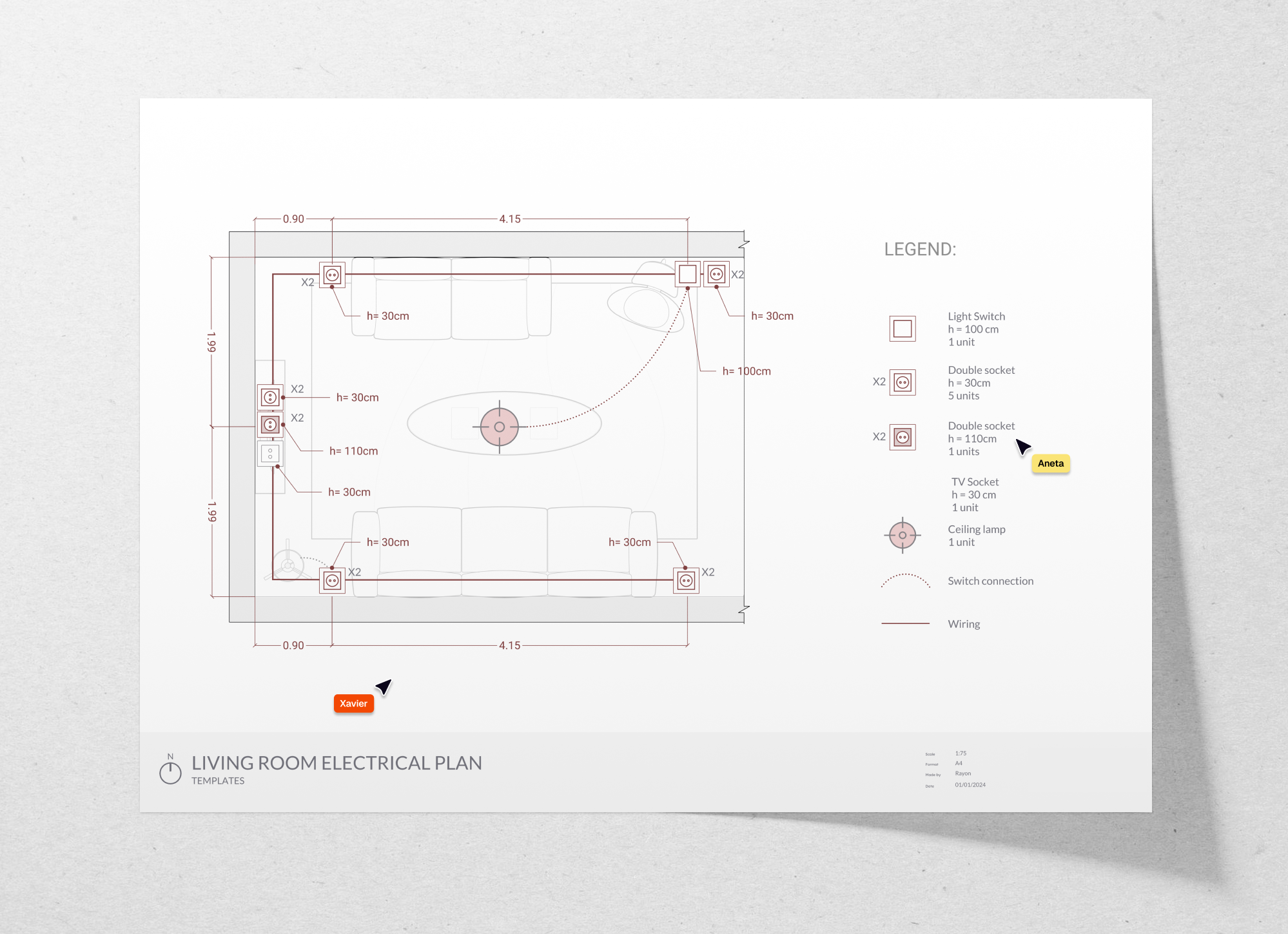 Living room electrical layout