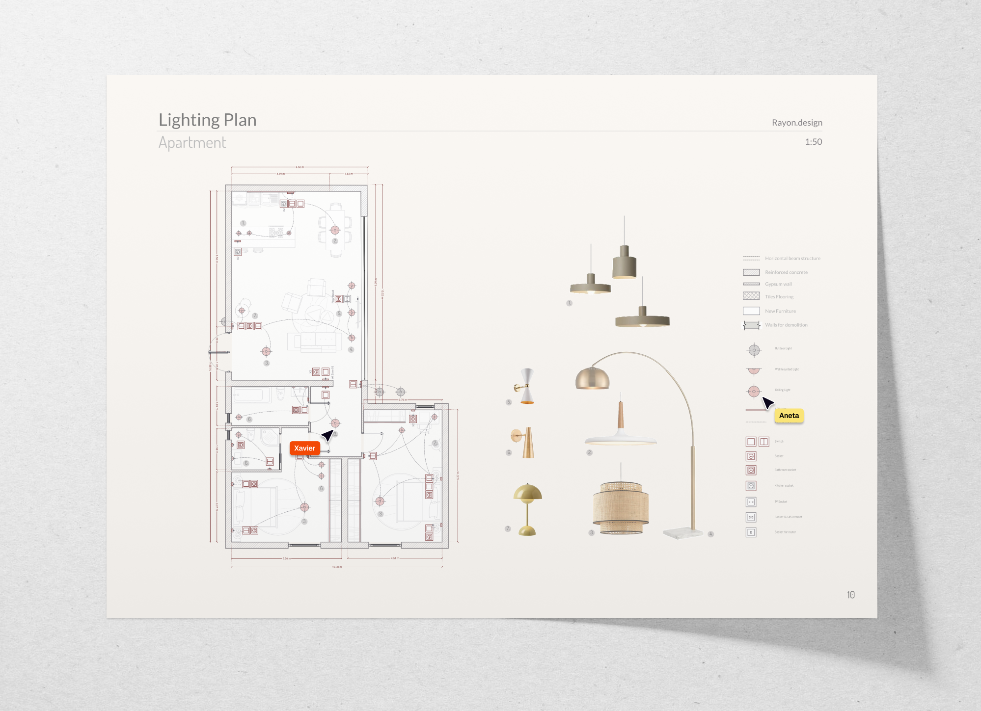 Lighting plan for an apartment