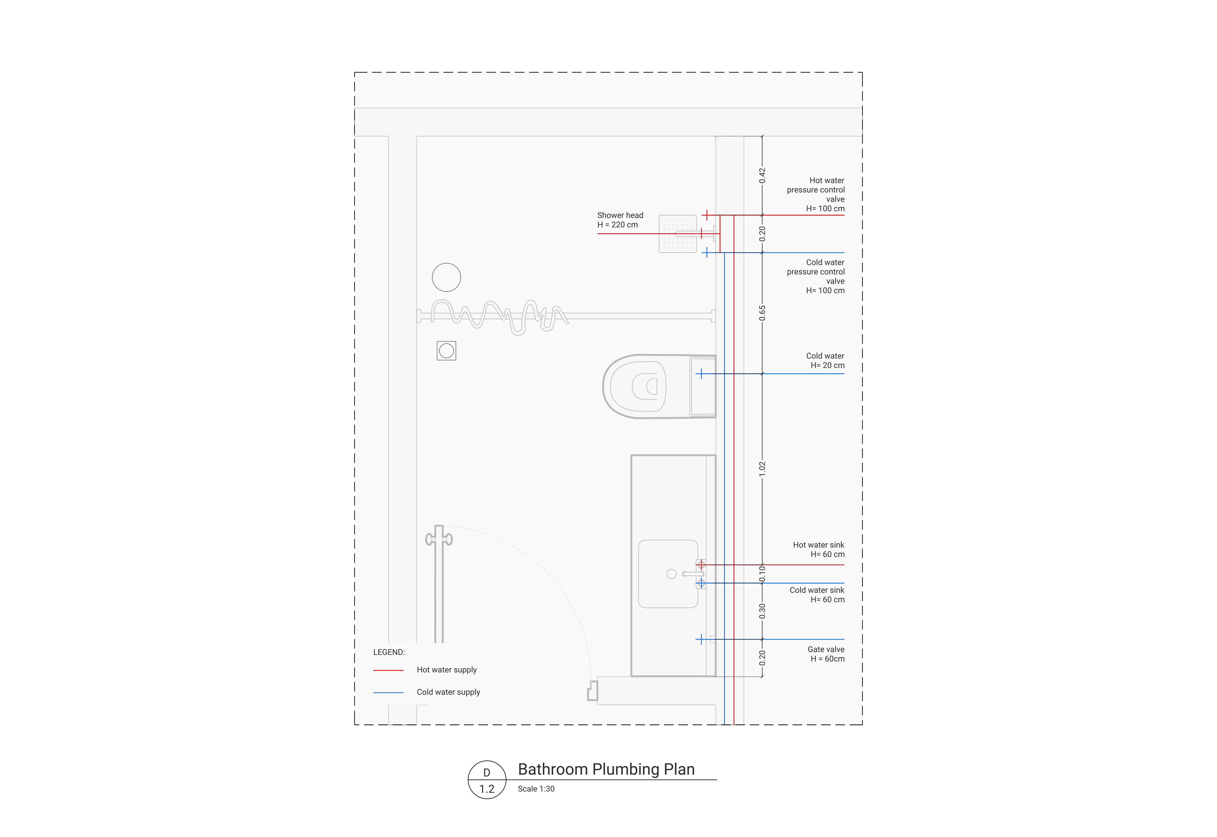 Bathroom plumbing plan example