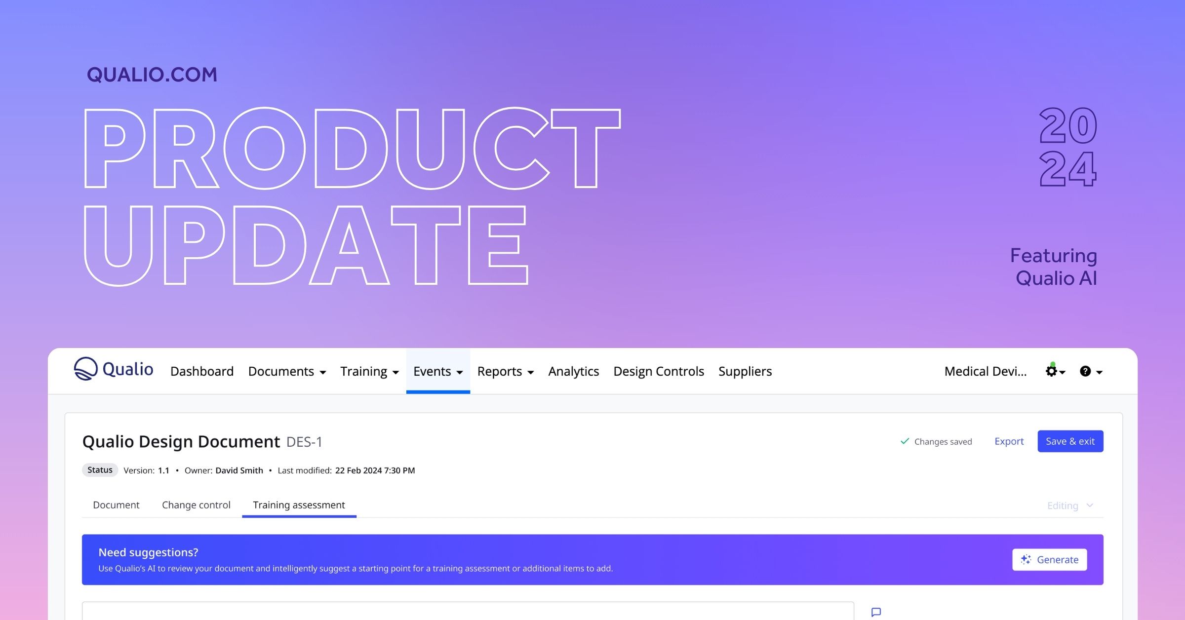 Faster, streamlined quality processes powered by AI in Qualio