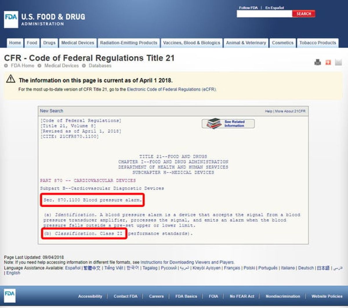 FDA Class 3