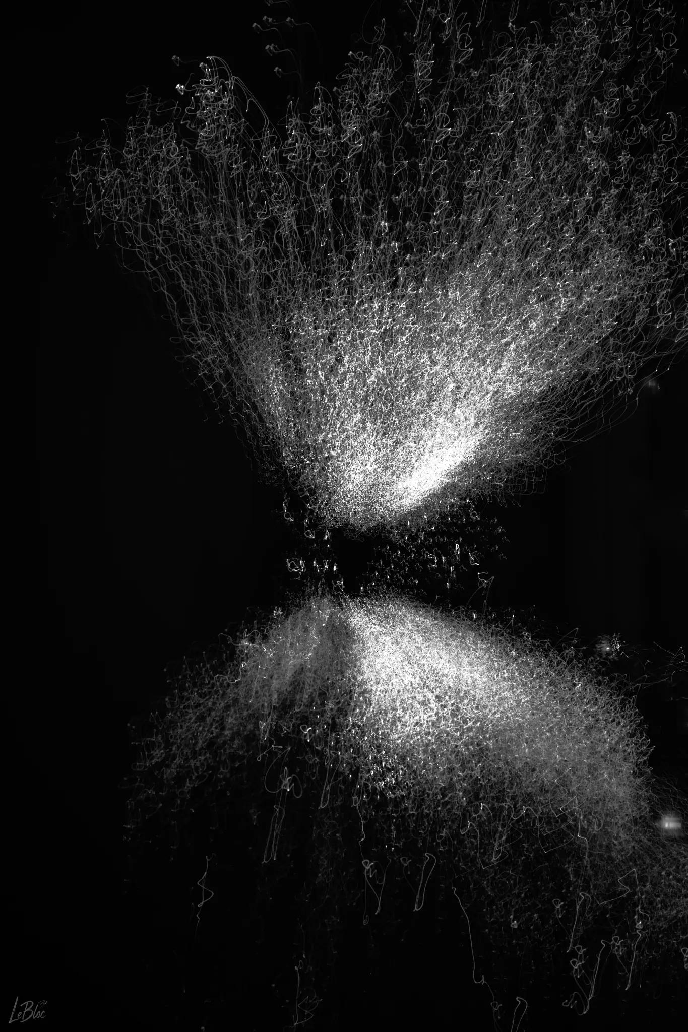 White light pressure spreading symmetrically through a black frame