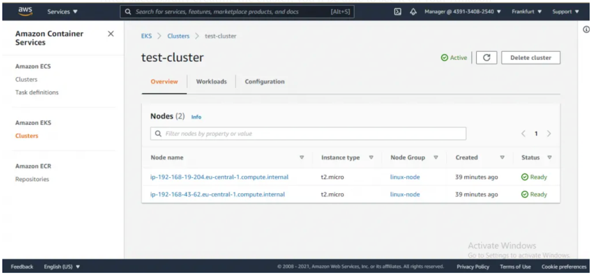 create a cluster on your Amazon EKS console