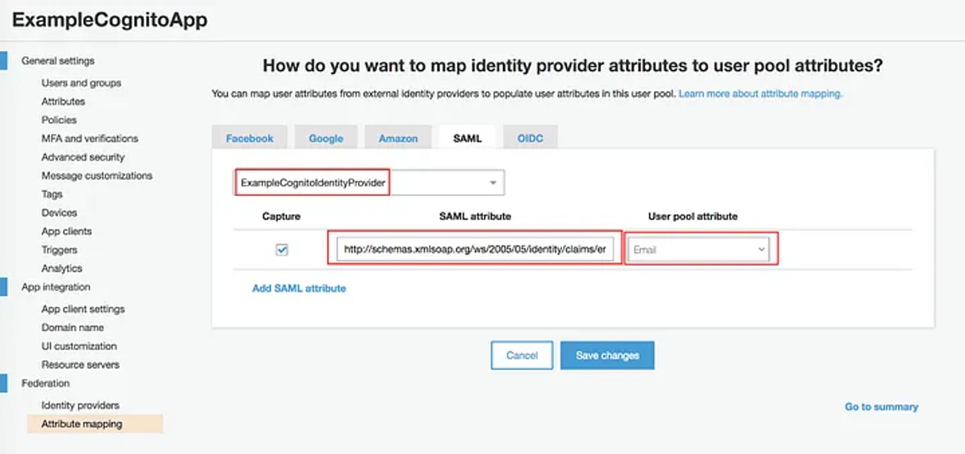 Create a mapping between your provider and AWS attributes