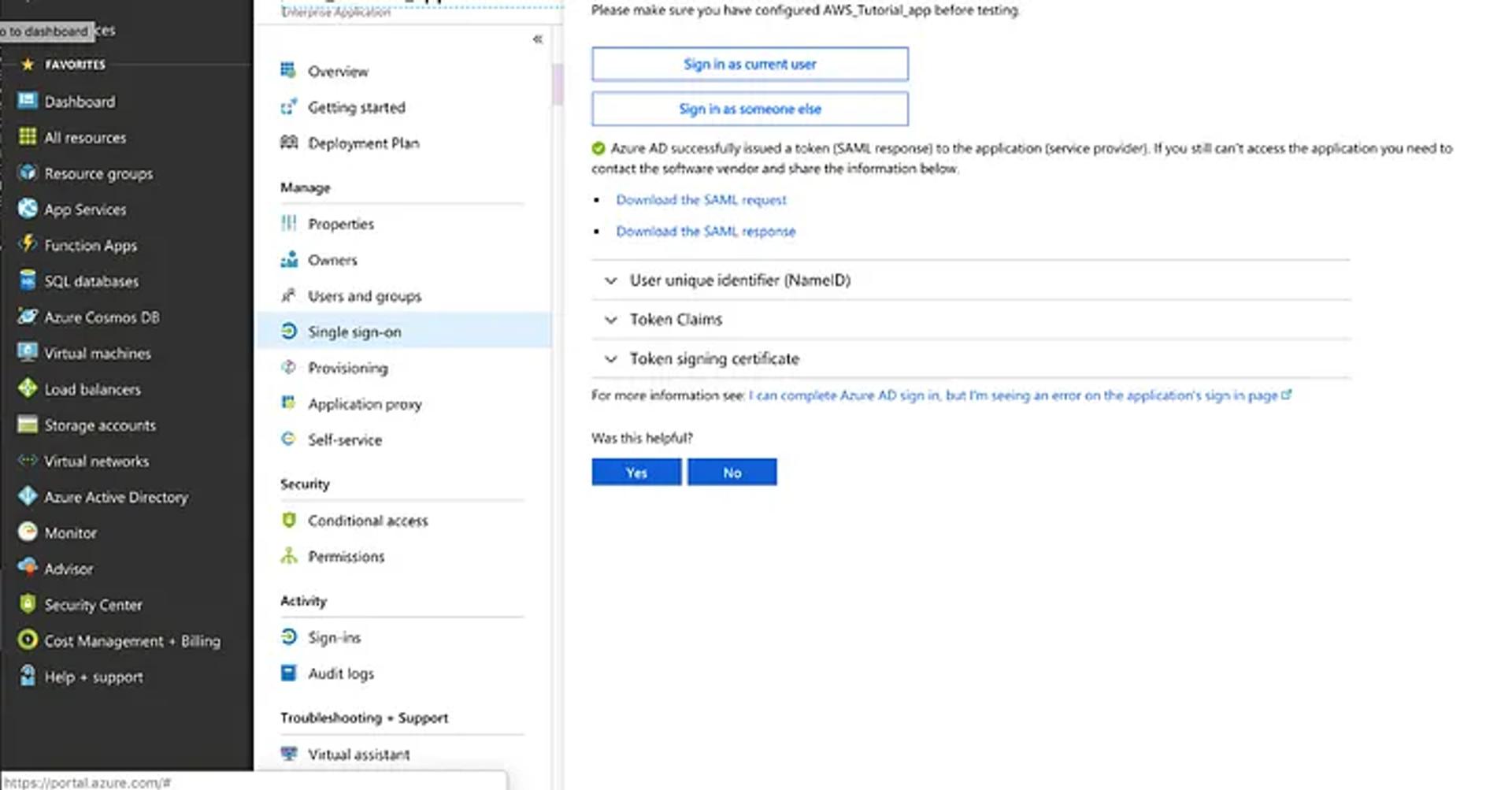 view the SAML request and response