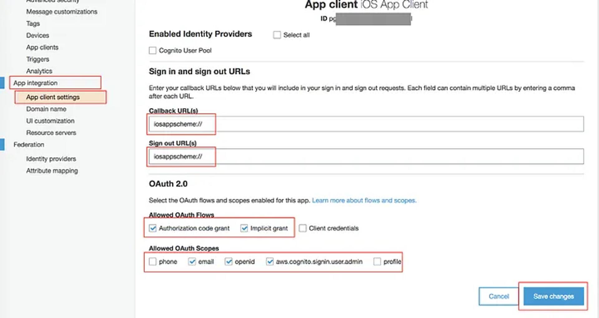 AWS App client IOS