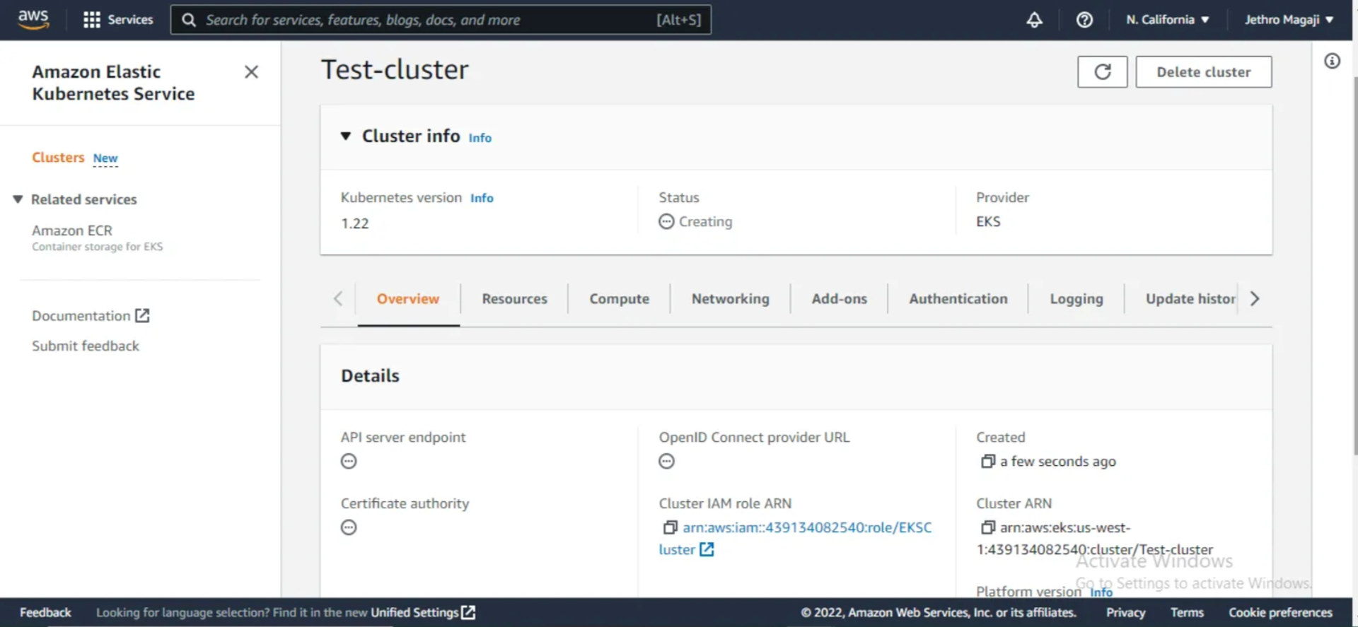 connect to the EKS cluster from your local machine