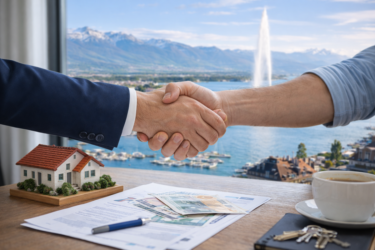 Business meeting with a view of Geneva