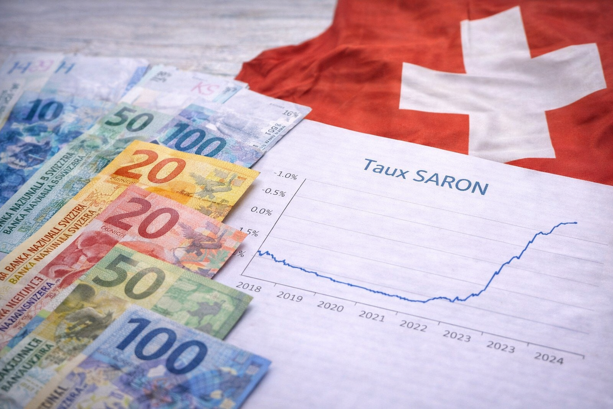 Swiss banknotes and SARON chart
