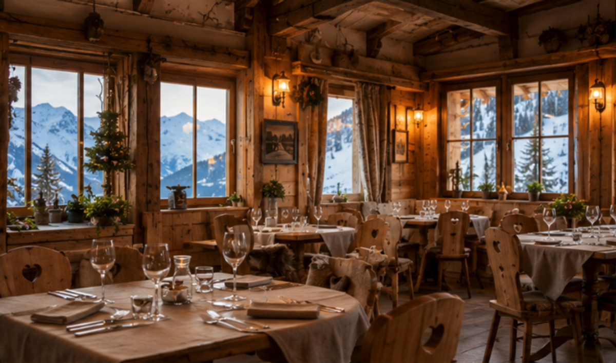 intérieur chaleureux restaurant chalet suisse