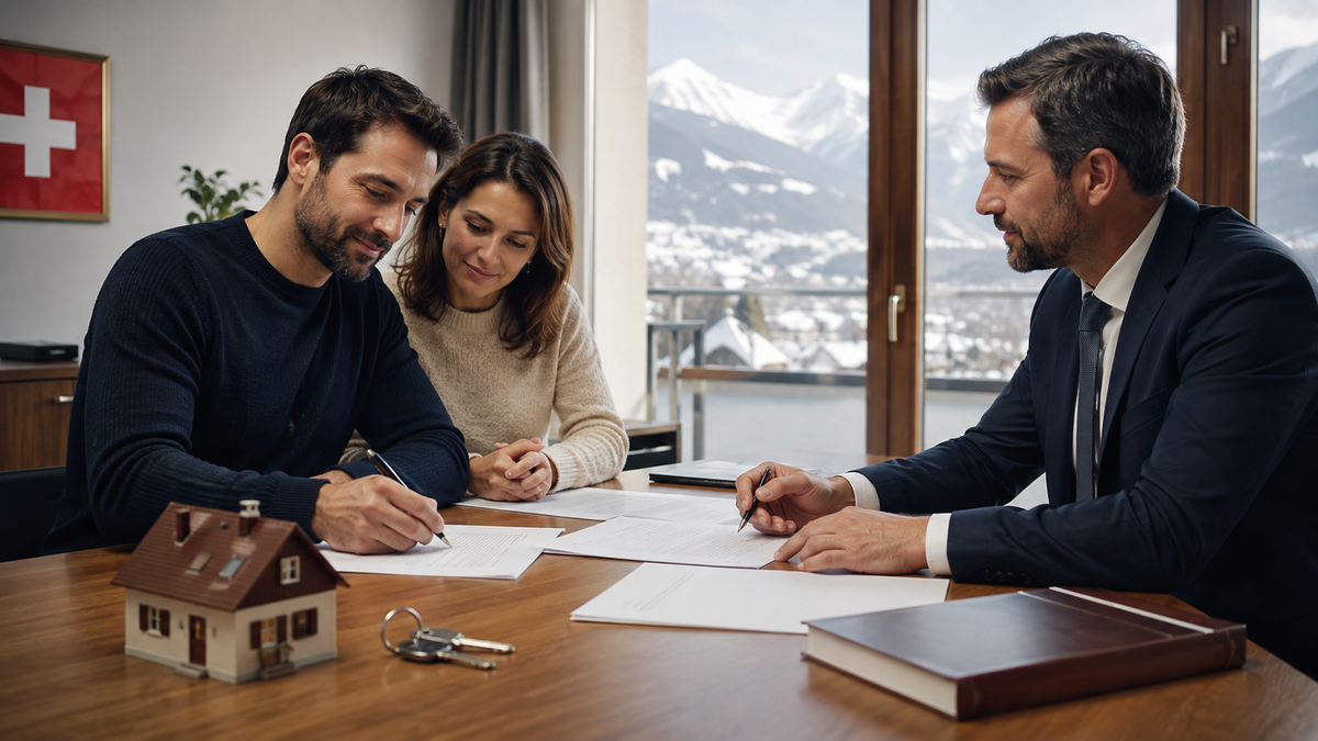 Signature d’un achat immobilier en Suisse par un frontalier français
