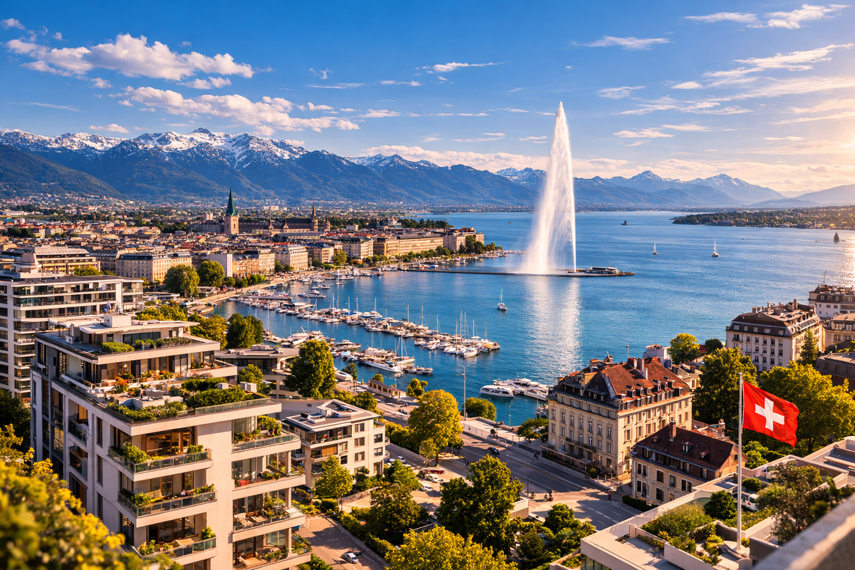 Panoramic view of Geneva by the lake